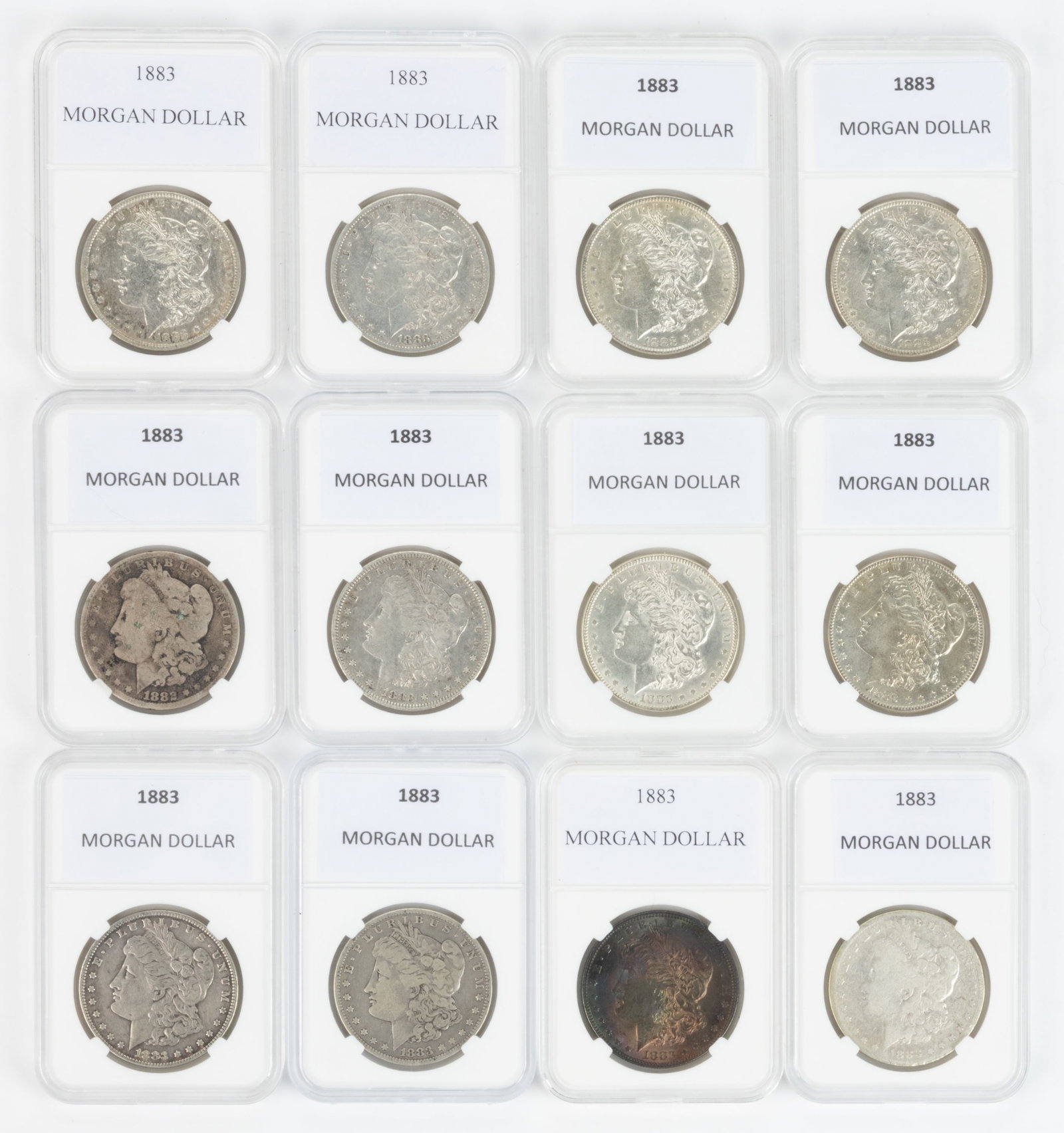 UNITED STATES 1883 MORGAN SILVER DOLLAR COINS, LOT OF 12 (1 of 2)