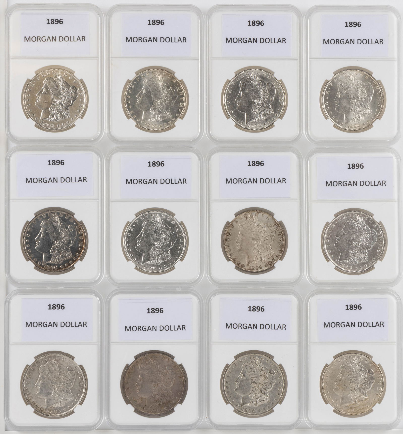 UNITED STATES 1896 MORGAN SILVER DOLLAR COINS, LOT OF 12 (1 of 2)