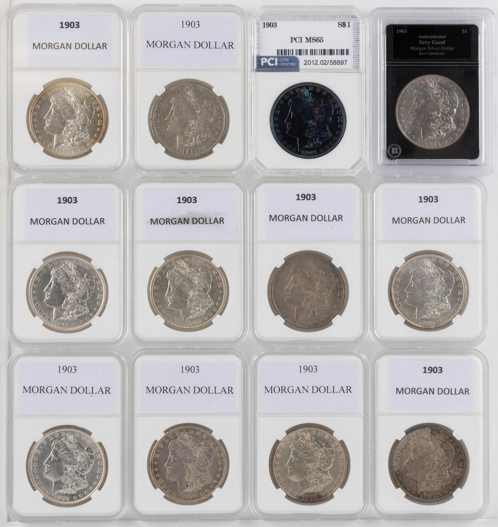 UNITED STATES 1900 MORGAN SILVER DOLLAR COINS, LOT OF 12 (1 of 2)