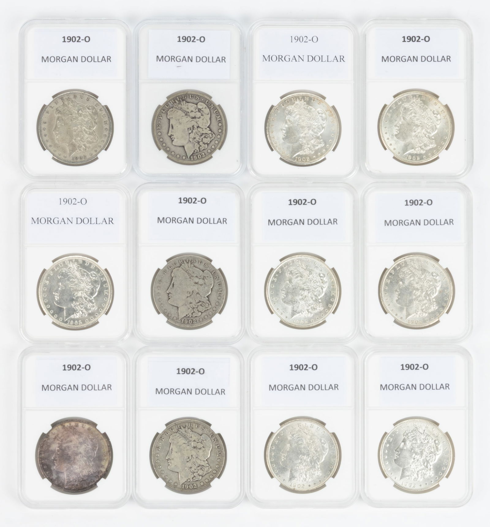 UNITED STATES 1902-O MORGAN SILVER DOLLAR COINS, LOT OF 12 (1 of 2)
