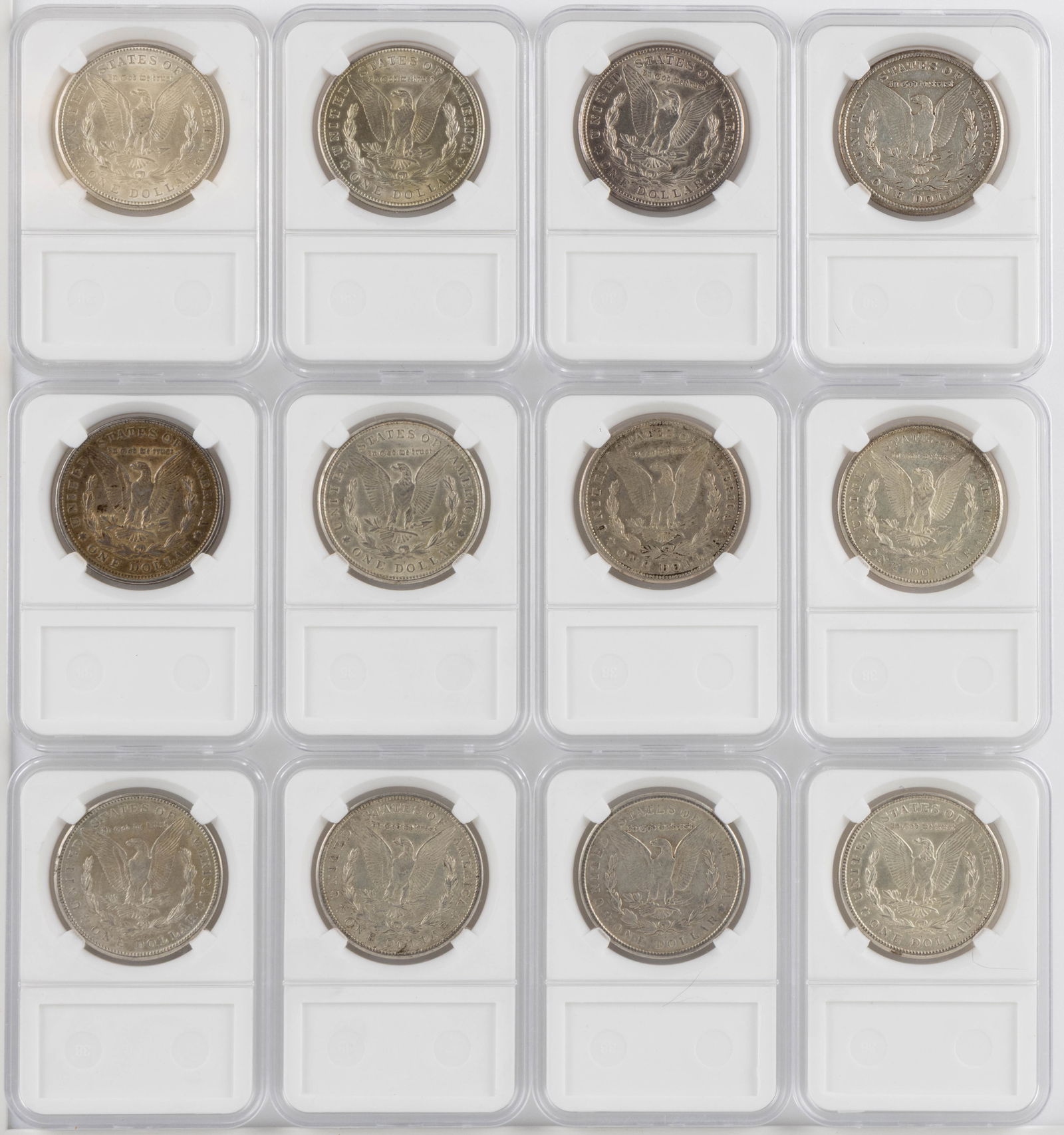 UNITED STATES 1921-S MORGAN SILVER DOLLAR COINS, LOT OF 12 (1 of 2)