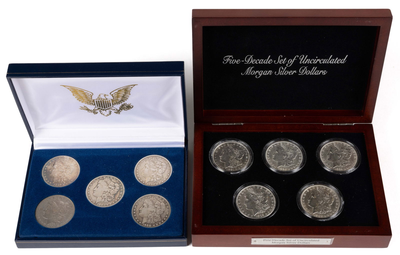 ASSORTED UNITED STATES MORGAN SILVER DOLLAR COINS, LOT OF TEN (1 of 3)