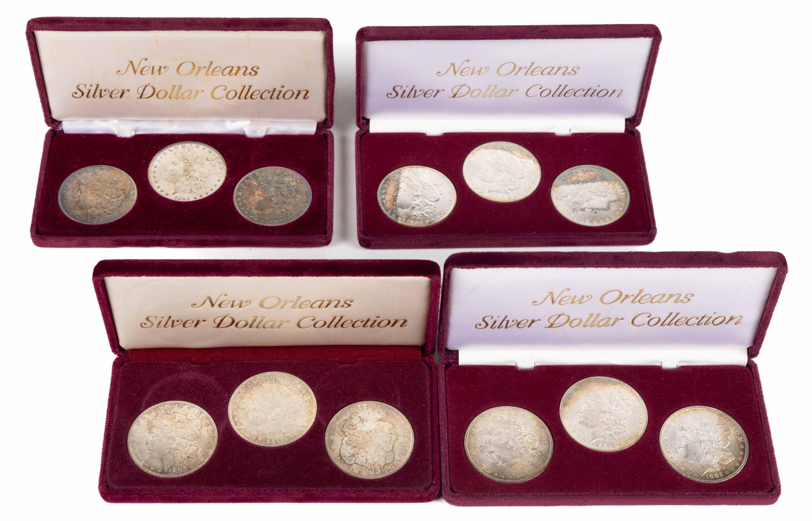 ASSORTED UNITED STATES MORGAN SILVER DOLLAR COINS, LOT OF 12: ASSORTED UNITED STATES MORGAN SILVER DOLLAR COINS, LOT OF 12, comprising four 1883-O, four 1884-O, and four 1885-O. Provenance: From the collection of a prominent Northern VA gentleman.