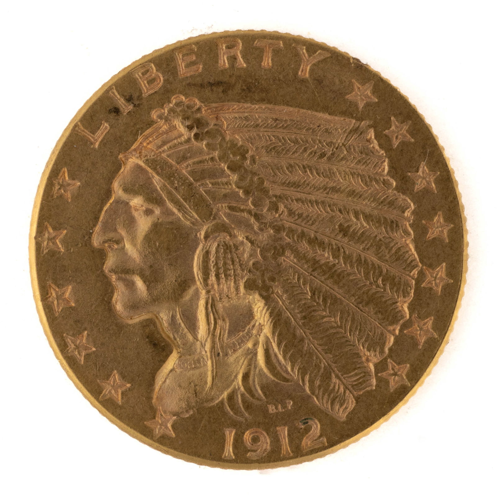 UNITED STATES 1912 INDIAN HEAD $2.5 GOLD COIN (1 of 2)