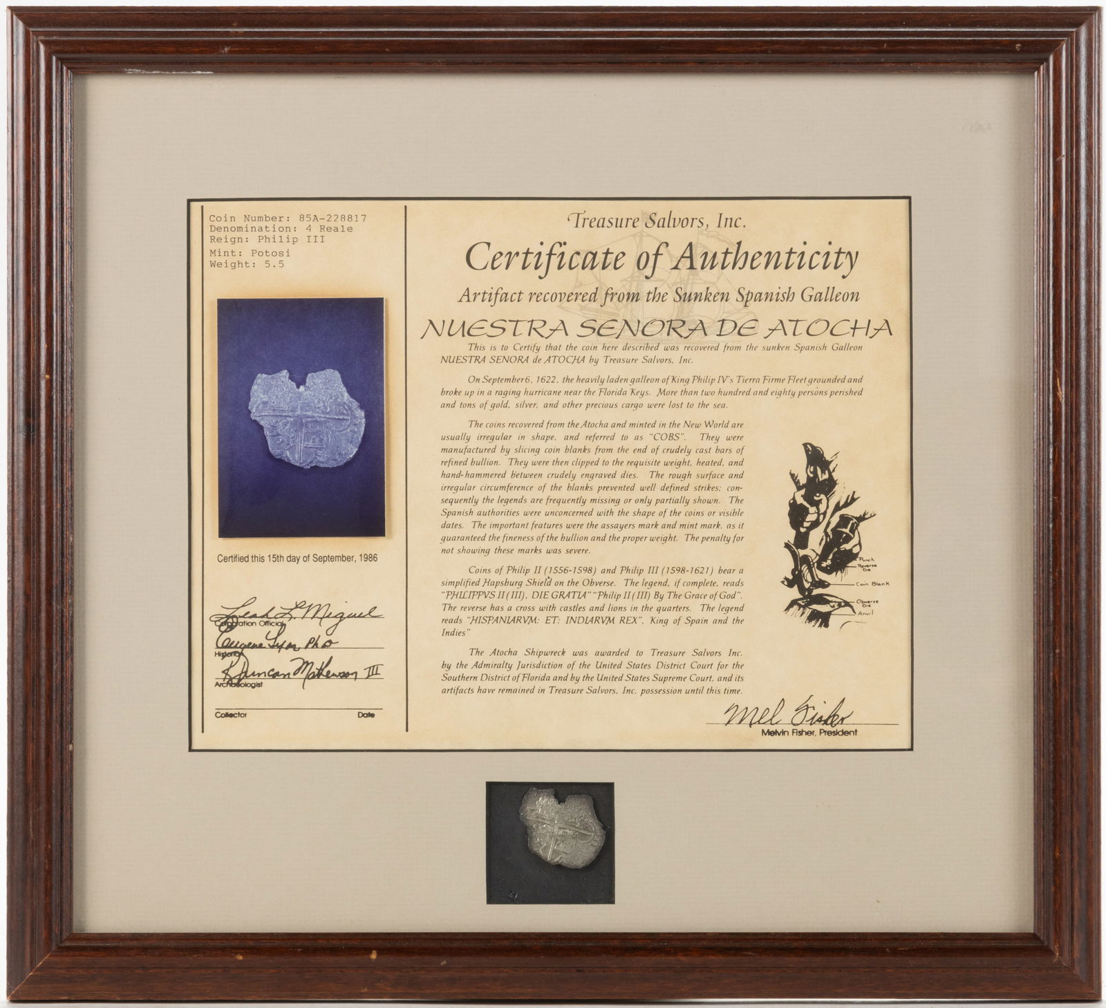 SPANISH GALLEON NUESTRA SENORA DE ATOCHA 4 REALE SHIPWRECK ARTIFACT COIN (1 of 4)