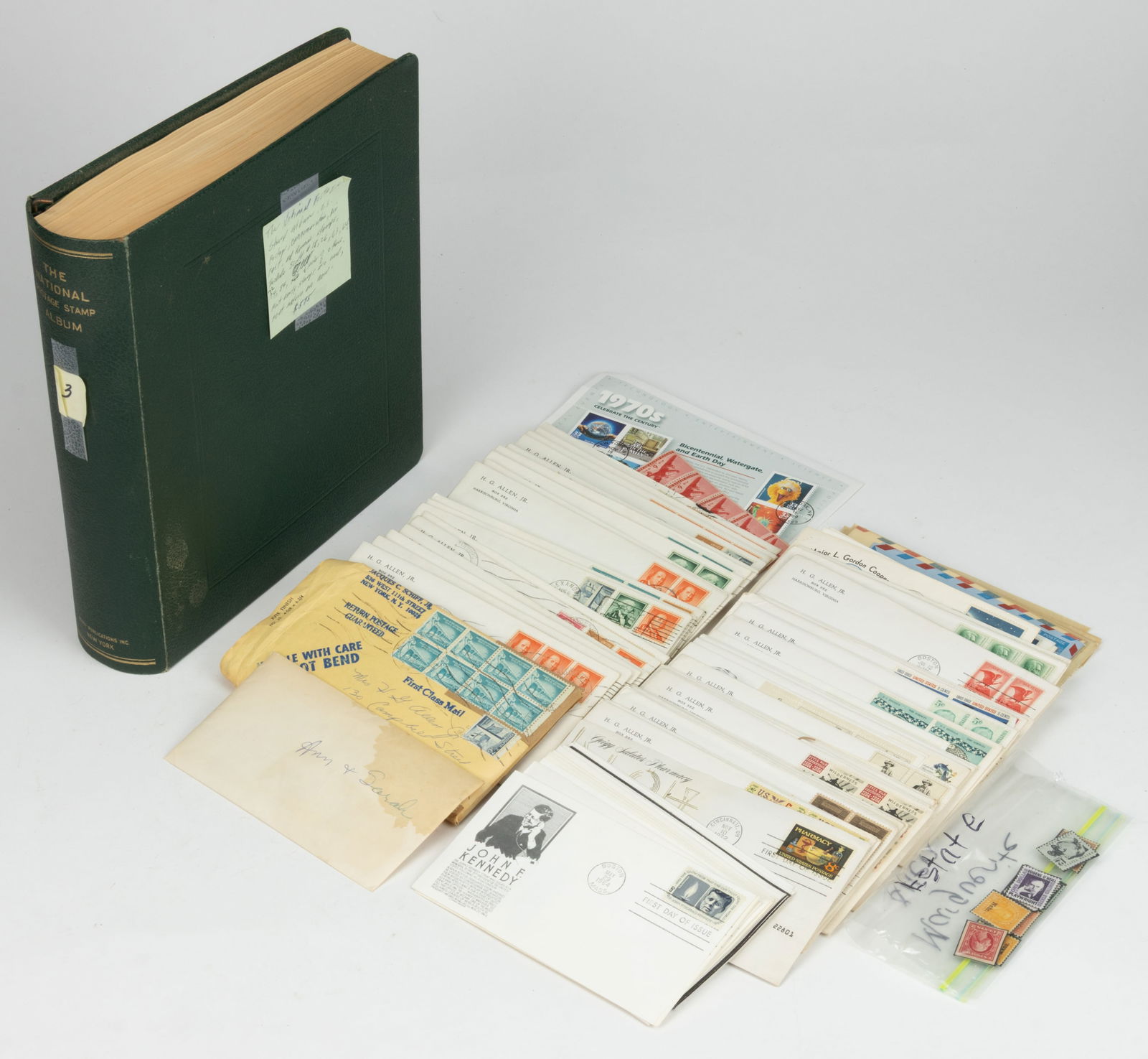 UNITED STATES POSTAGE STAMPS ALBUM AND BOX OF COVERS, LOT OF TWO (1 of 3)