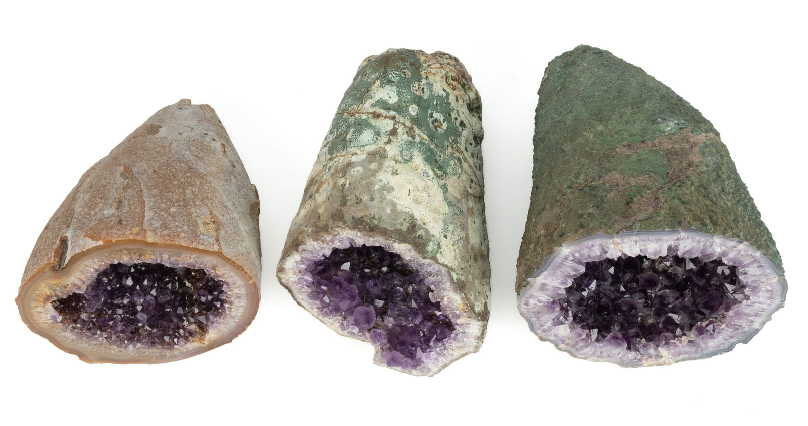 ASSORTED LARGE GEODE ROCK SPECIMENS, LOT OF THREE (1 of 2)