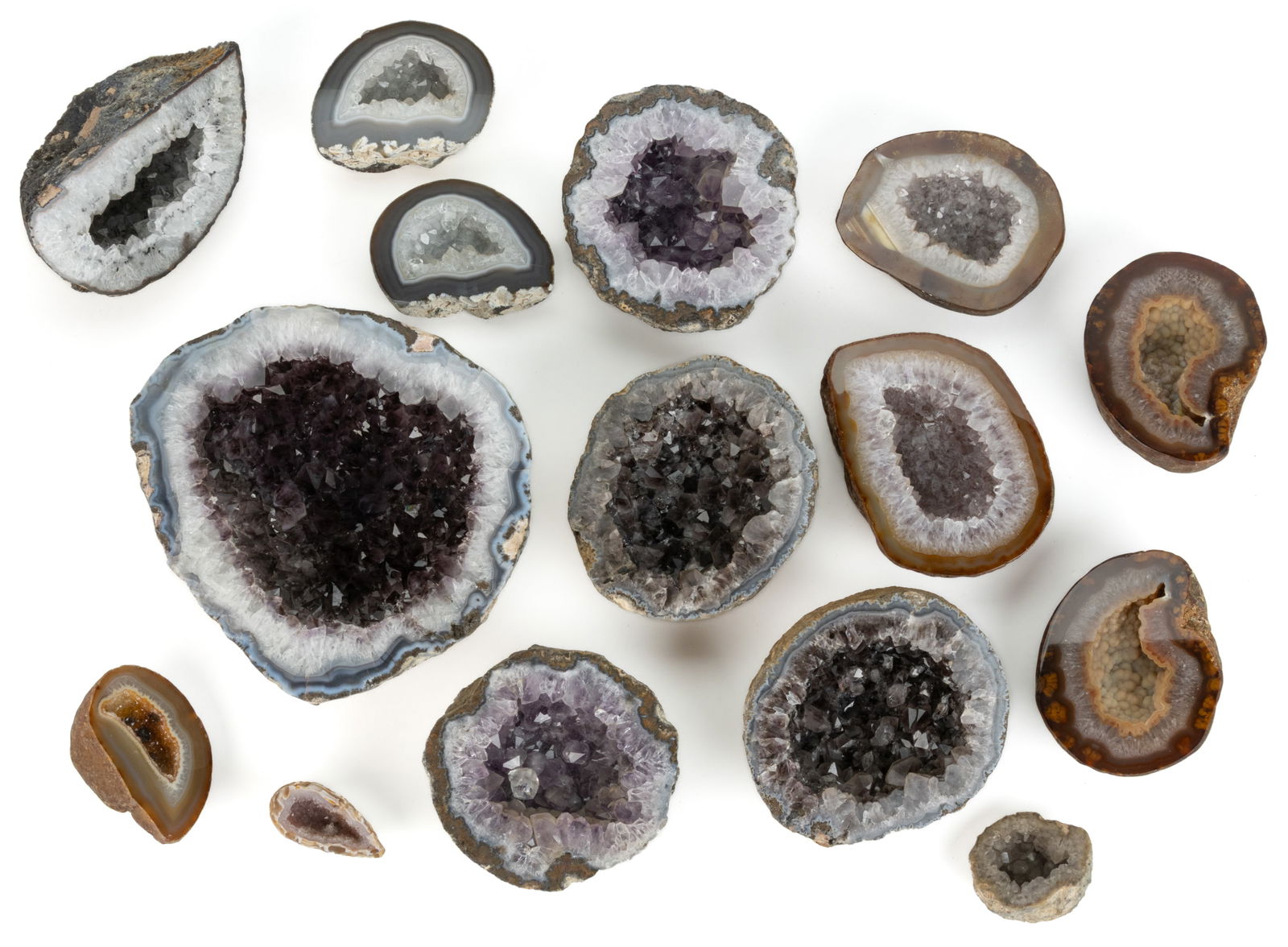 ASSORTED GEODE ROCK SPECIMENS, LOT OF 15 (1 of 3)