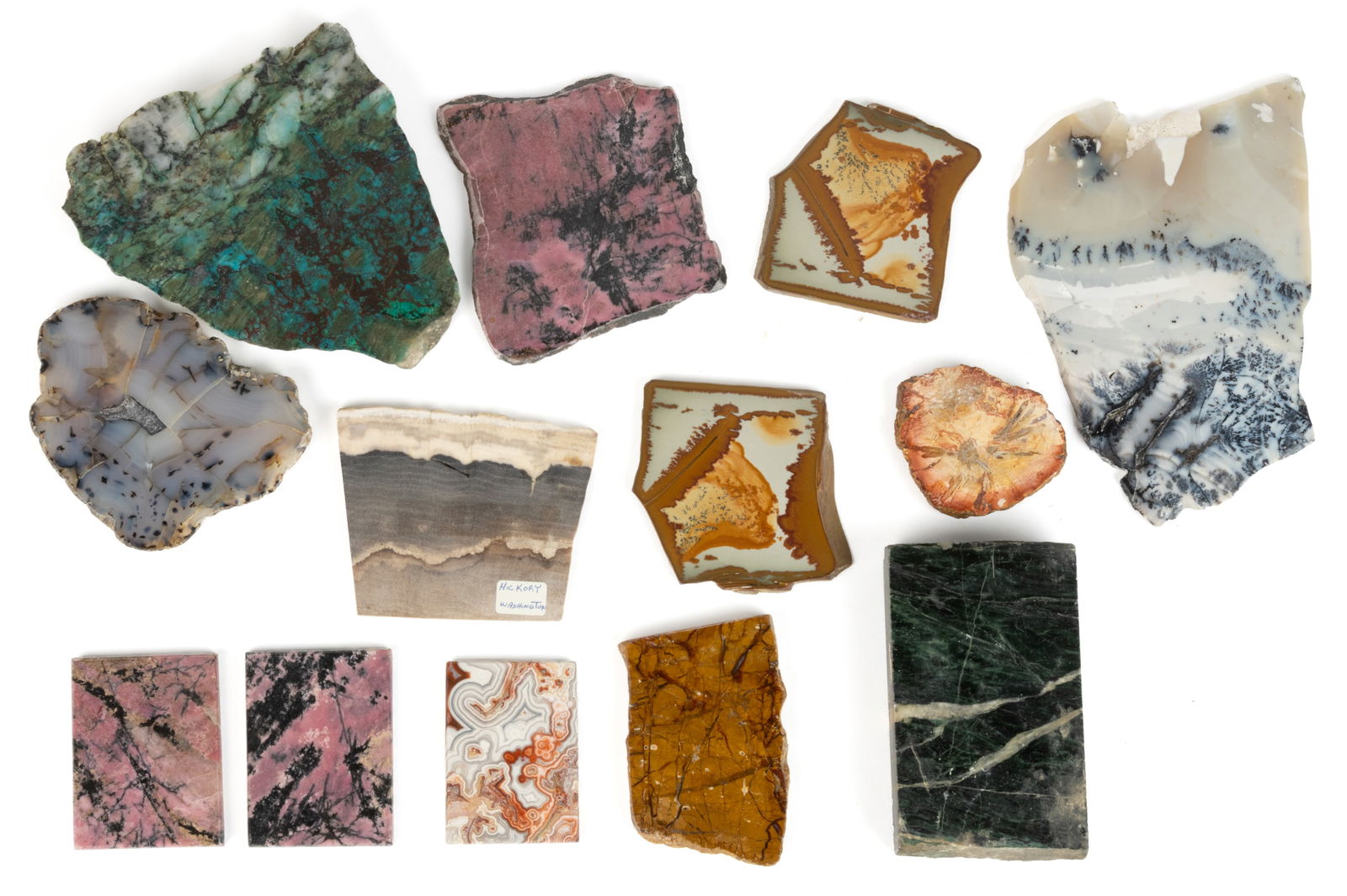 ASSORTED SLICED ROCK / MINERAL SPECIMENS, LOT OF 13 (1 of 1)