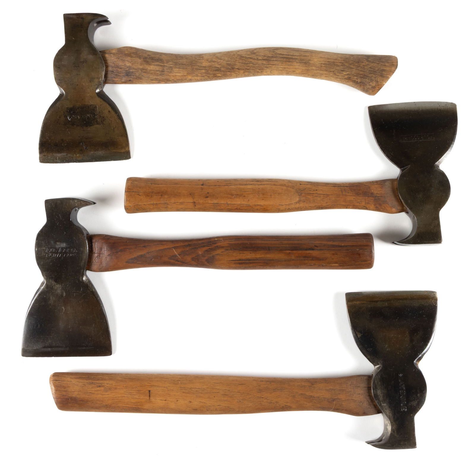 ASSORTED MANUFACTURERS VINTAGE AXES / CLAW - CARPENTER HATCHETS, LOT OF FOUR (1 of 1)