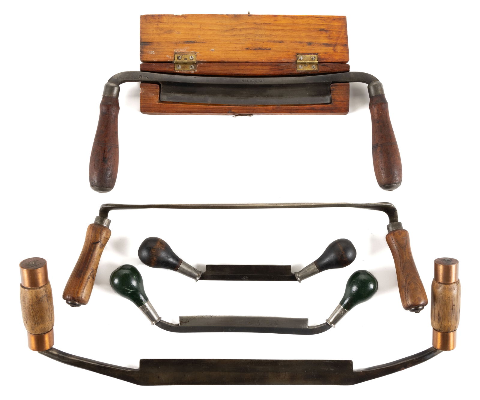 ASSORTED MANUFACTURERS VINTAGE DRAW KNIVES / SHAVES, LOT OF FIVE (1 of 1)