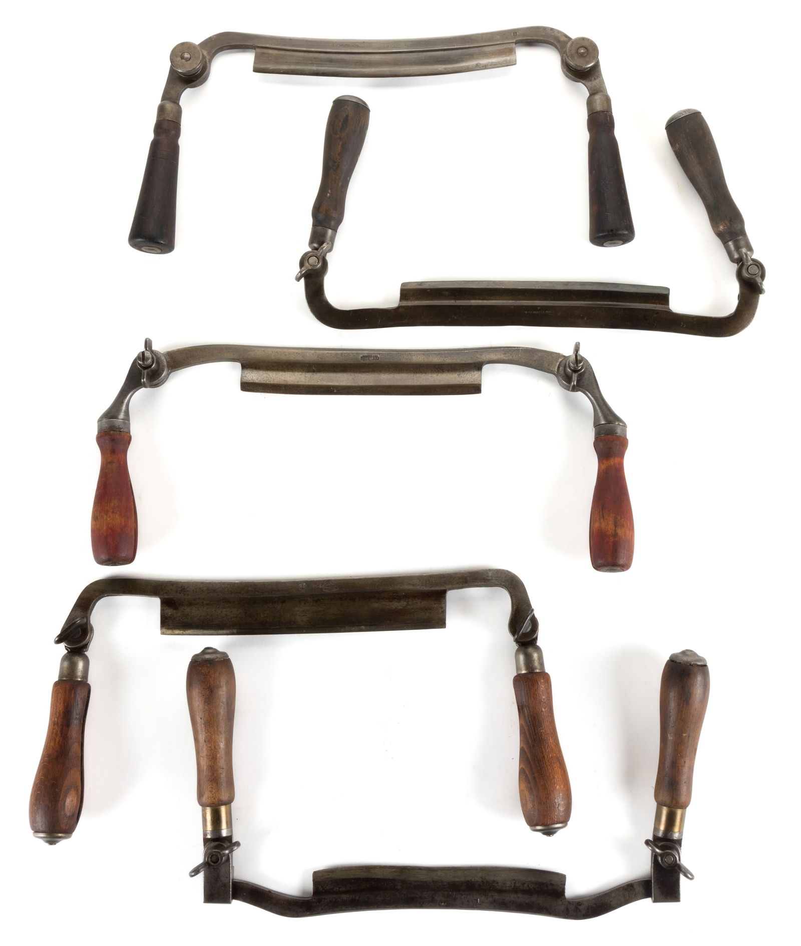 ASSORTED MANUFACTURERS VINTAGE ADJUSTABLE HINGED DRAW KNIVES / SHAVES, LOT OF FIVE (1 of 1)