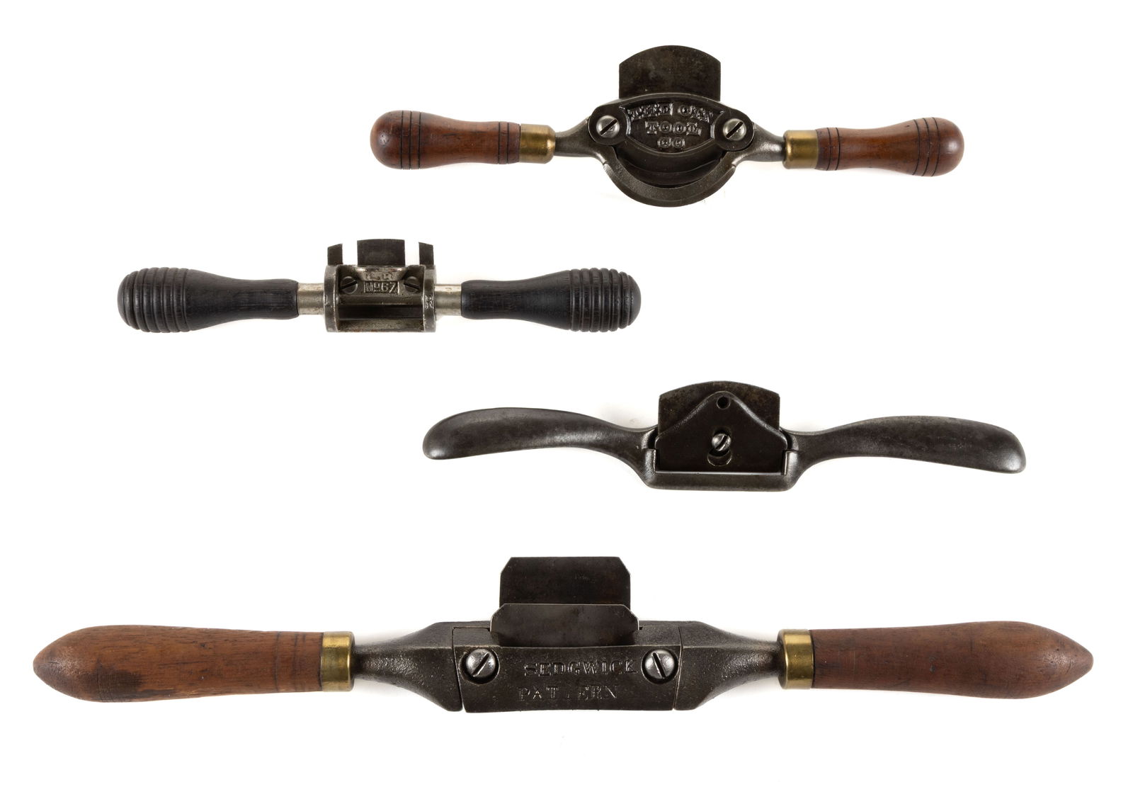 ASSORTED MANUFACTURERS VINTAGE SPOKE SHAVES, LOT OF FOUR (1 of 1)