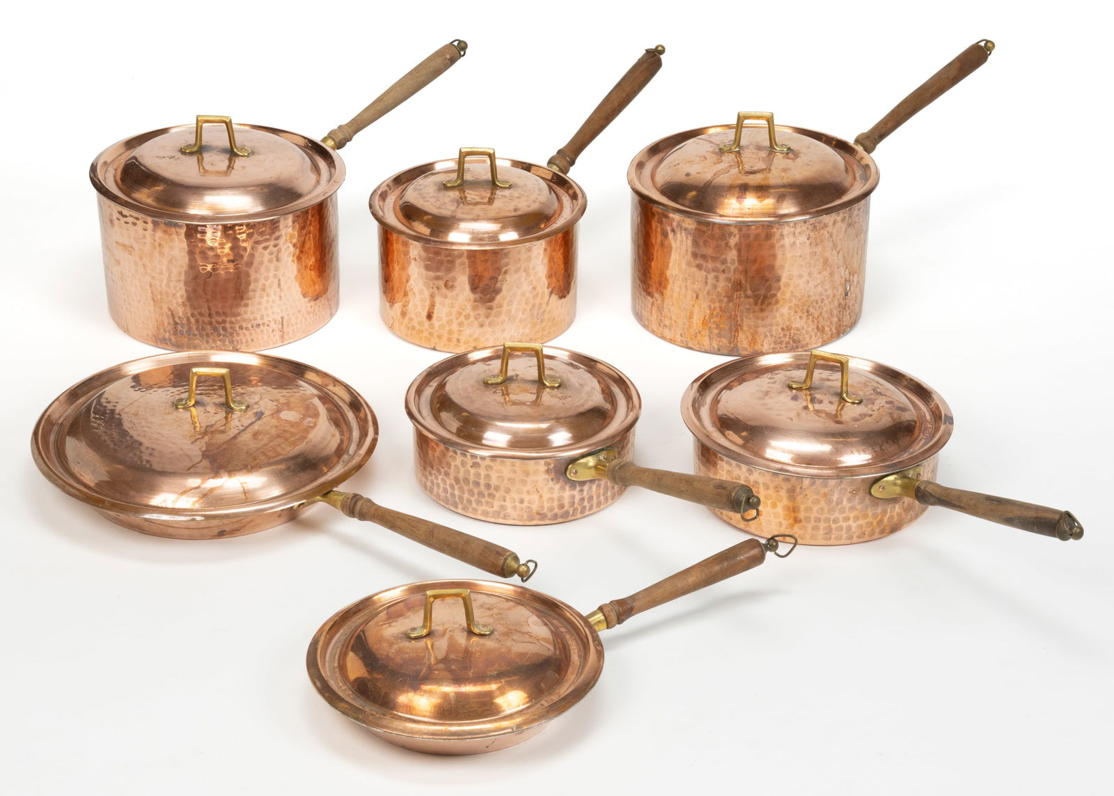 ASSORTED EUROPEAN COPPER COOKWARE SET, LOT OF SEVEN (1 of 2)