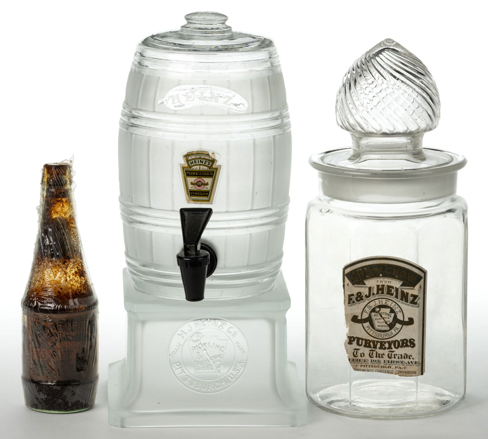 HEINZ GLASS ADVERTISING COUNTRY STORE ARTICLES, LOT OF THREE (1 of 1)