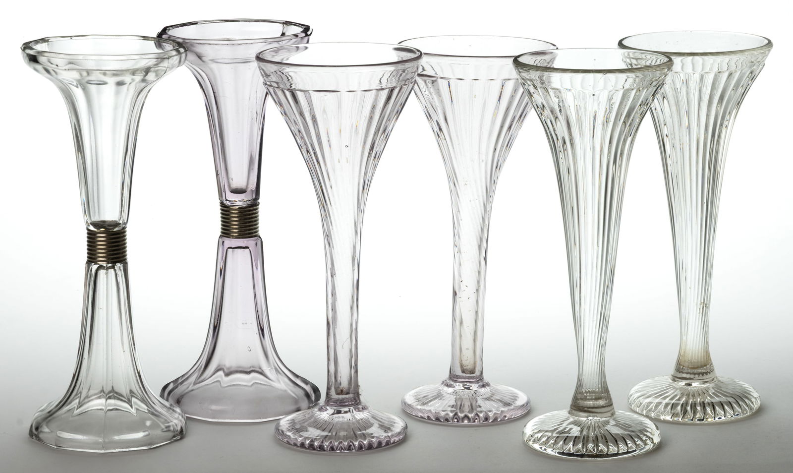 COUNTRY STORE PRESSED GLASS SHELF SUPPORTS / RISERS, LOT OF SIX (1 of 1)