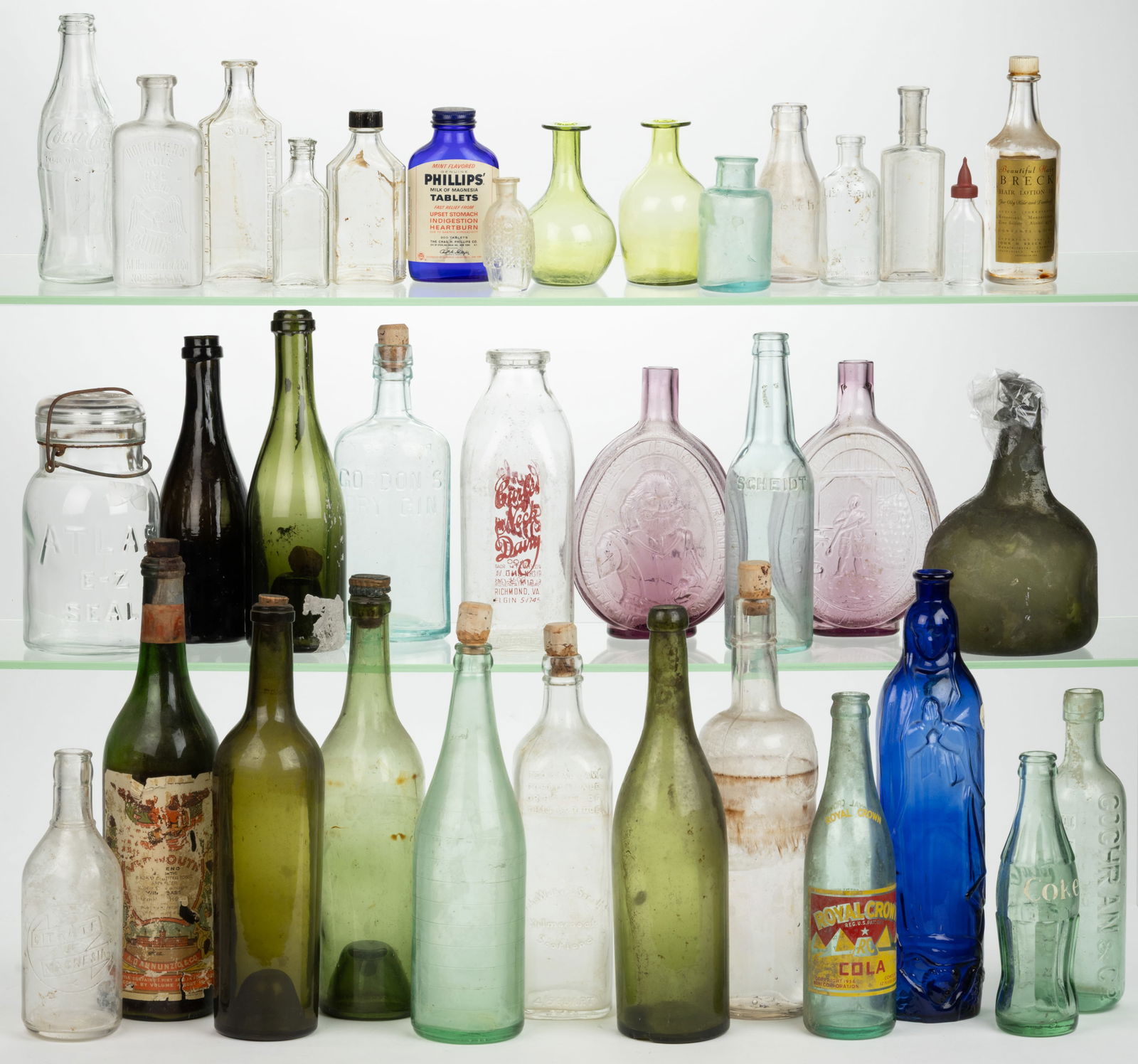 ASSORTED COMMERCIAL AND UTILITARIAN BOTTLES, LOT OF 36 (1 of 1)