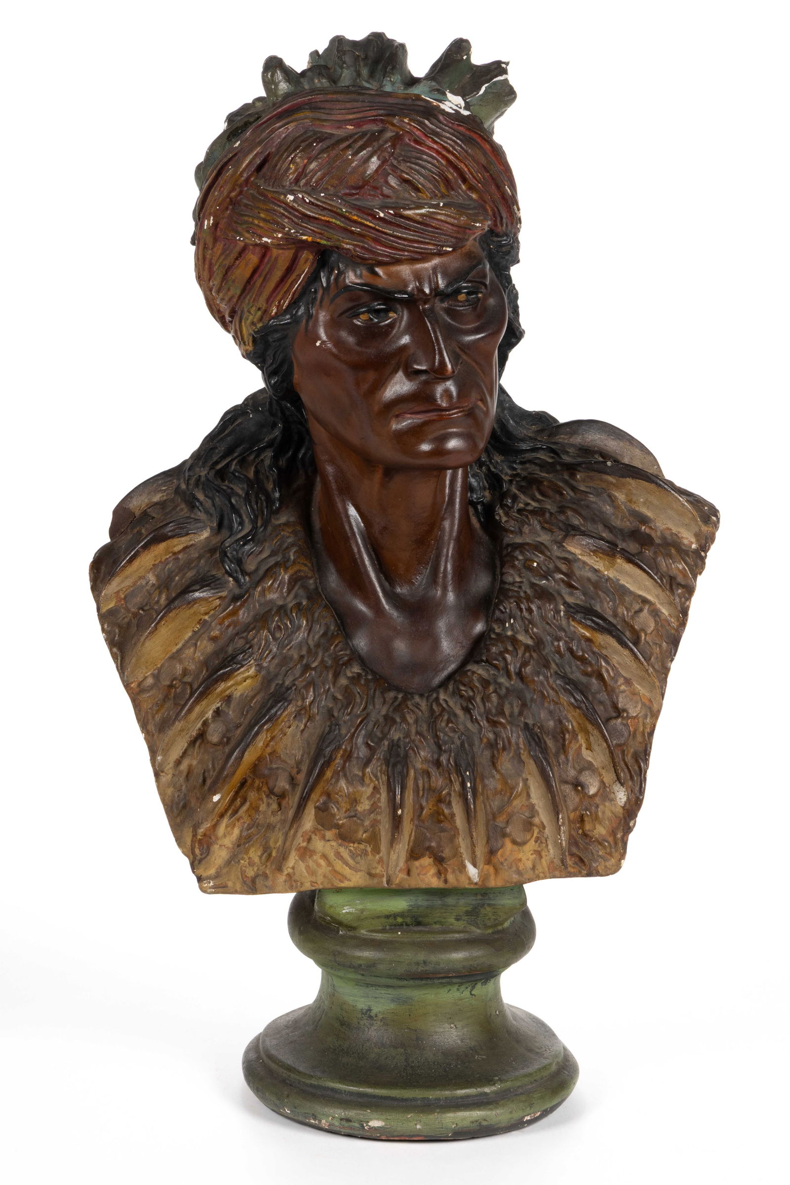 NATIVE AMERICAN CHALKWARE COUNTRY STORE COUNTER-TOP DISPLAY / ADVERTISING BUST OF CHIEF KEOKUK (1 of 4)