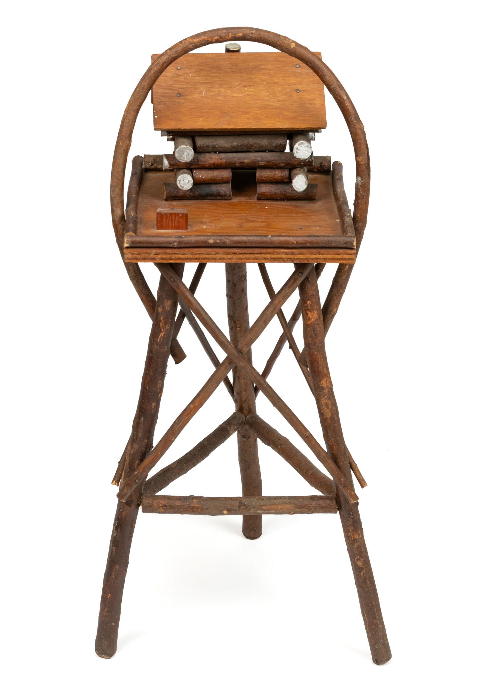 AMERICAN RUSTIC PAINT-DECORATED TWIG-STYLE SMOKING STAND (1 of 3)