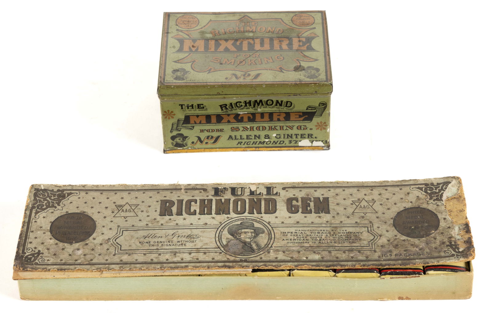 THE RICHMOND MIXTURE / RICHMOND GEM VIRGINIA TOBACCO ARTICLES, LOT OF TWO (1 of 2)