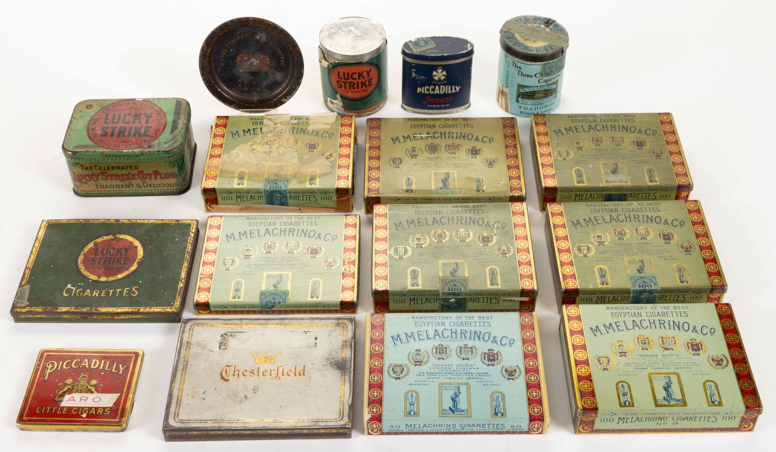 ASSORTED AMERICAN AND ENGLISH TOBACCO / CIGARETTE TINS, LOT OF 16 (1 of 1)