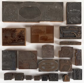 ASSORTED TOBACCO-RELATED AND OTHER PRINTING BLOCKS, LOT OF 21