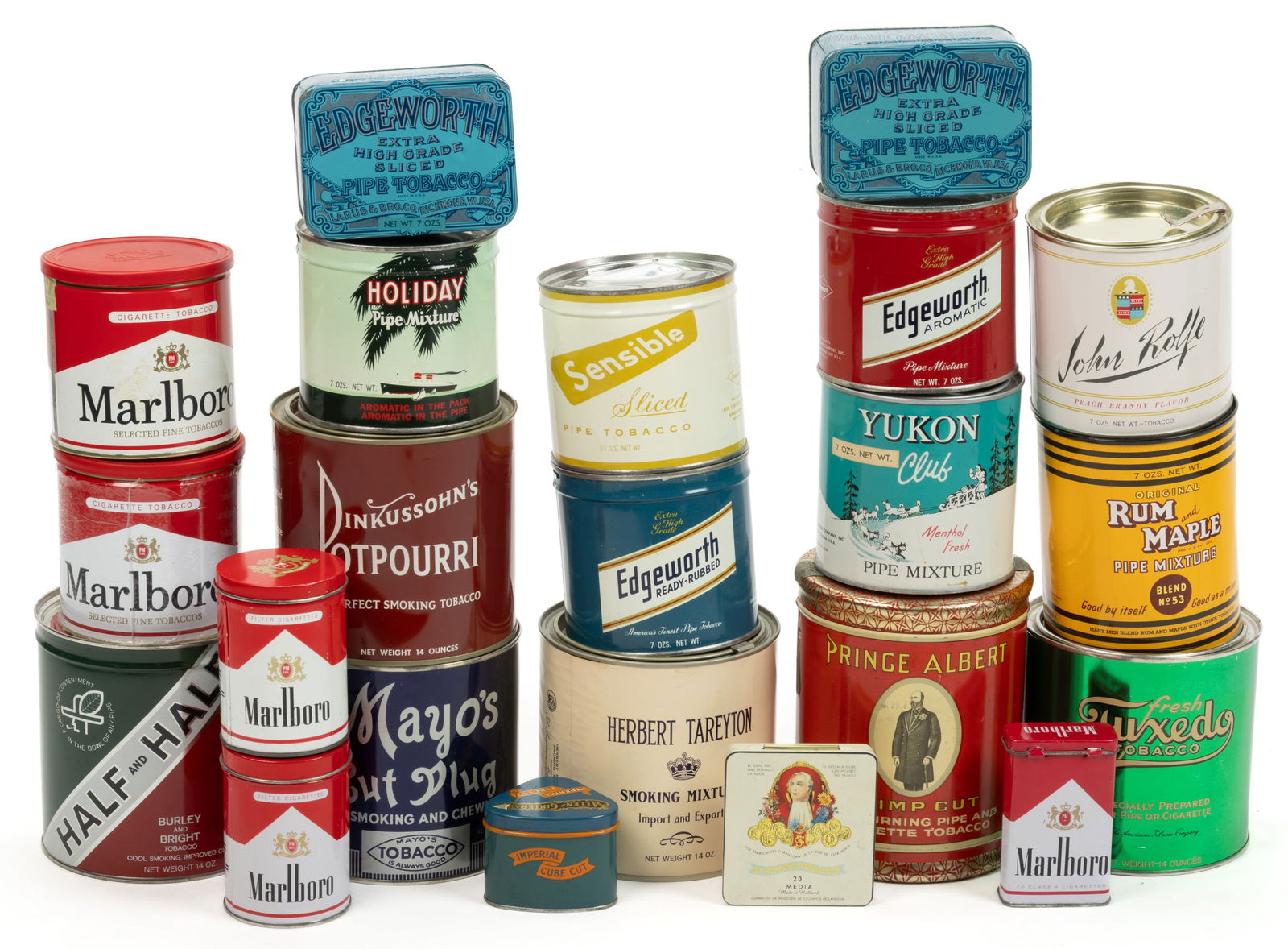 ASSORTED ADVERTISING TOBACCO AND CIGARETTE TINS, LOT OF 22 (1 of 1)