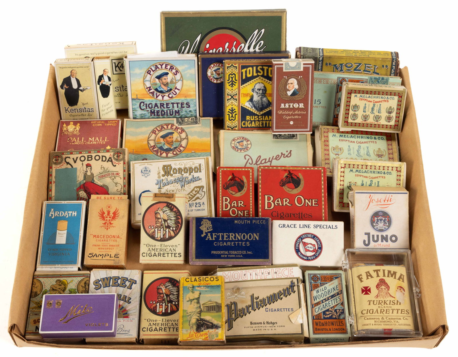 ASSORTED ANTIQUE AND VINTAGE TOBACCO / CIGARETTE PACKS, UNCOUNTED LOT (1 of 1)
