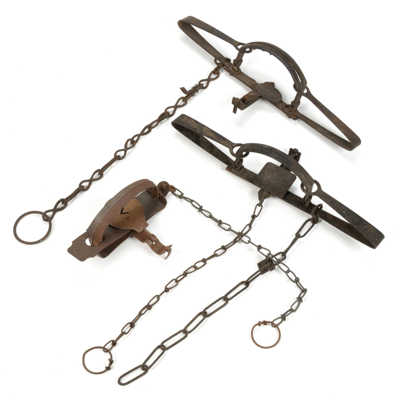 ONEIDA AND BLAKE & LAMB CAST-IRON ANIMAL TRAPS, LOT OF THREE (1 of 1)