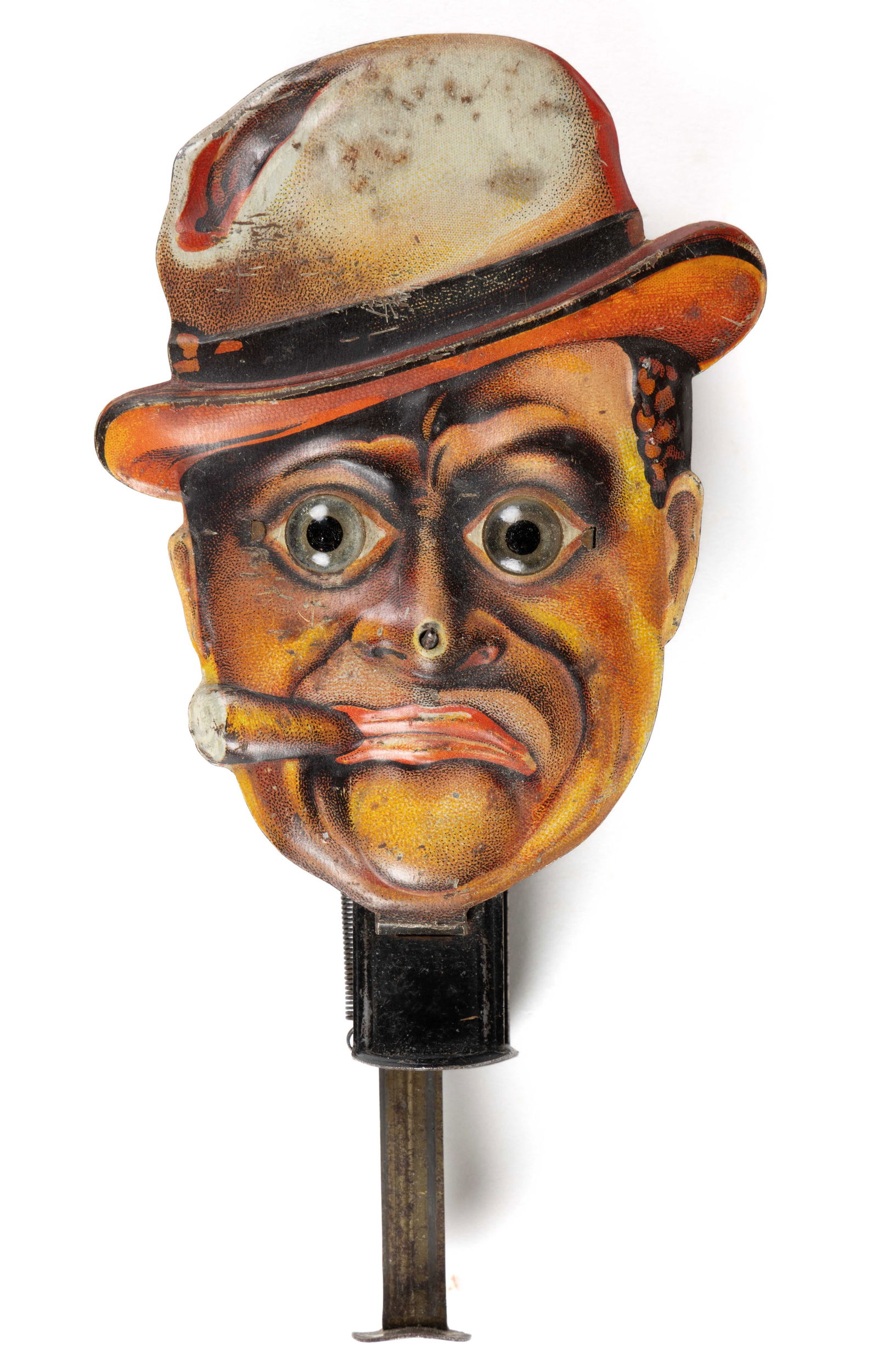 VINTAGE GERMAN TIN LITHOGRAPH "ANDY" MAN WITH CIGAR TOY MECHANICAL SPARKLER (1 of 2)