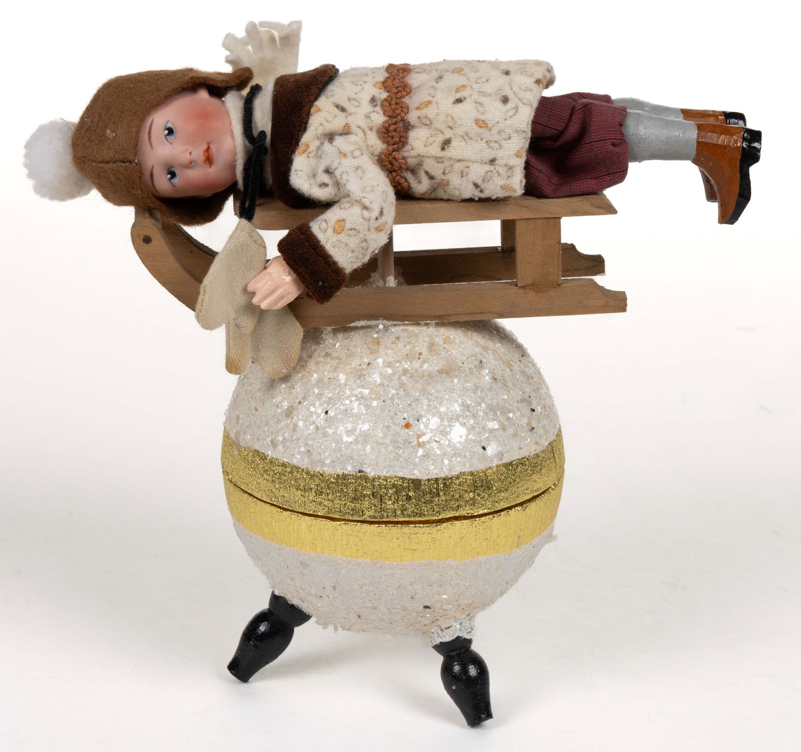 VINTAGE GERMAN GEBRUDER HEUBACH BISQUE-HEAD FIGURAL CHILD CANDY CONTAINER (1 of 4)