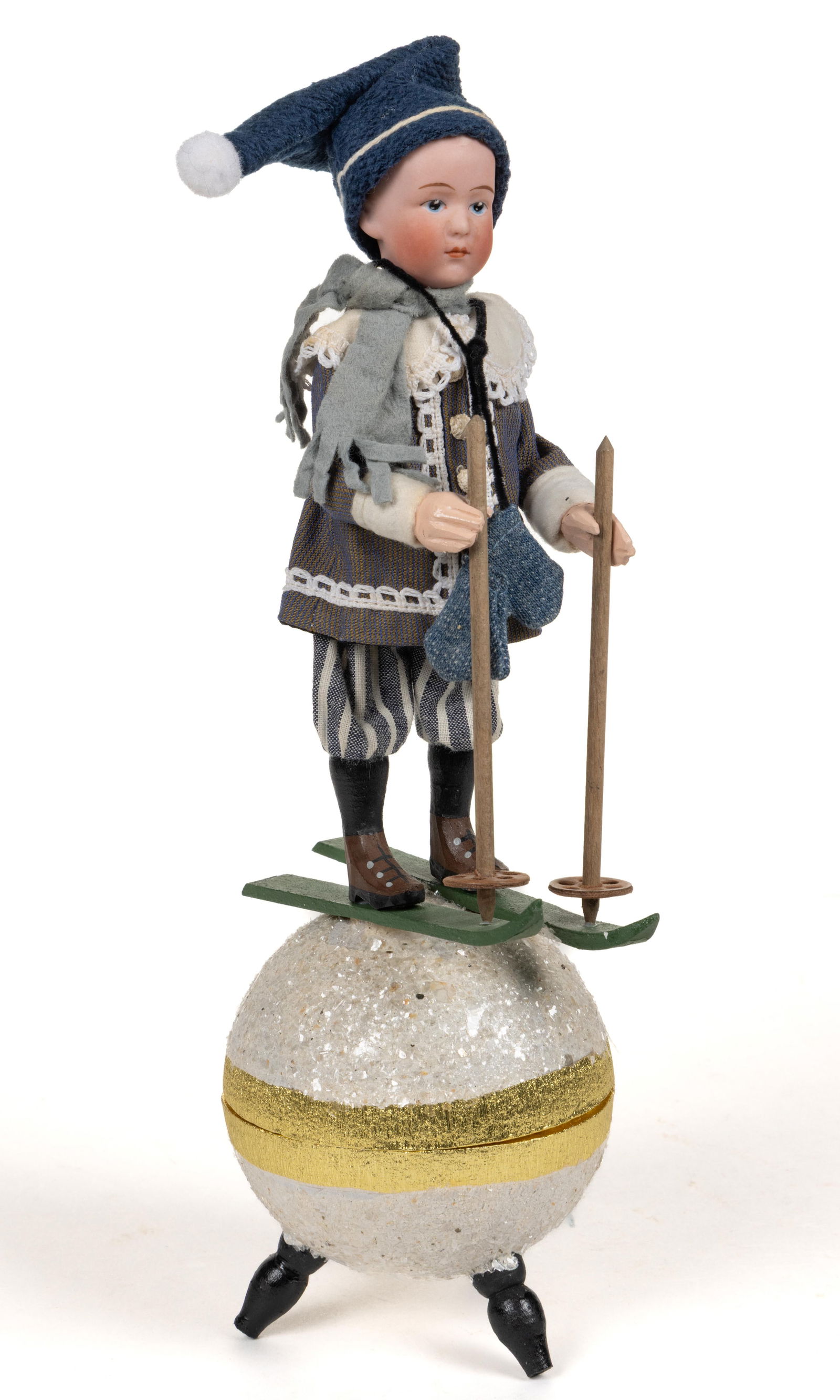 VINTAGE GERMAN GEBRUDER HEUBACH BISQUE-HEAD FIGURAL CHILD CANDY CONTAINER (1 of 4)