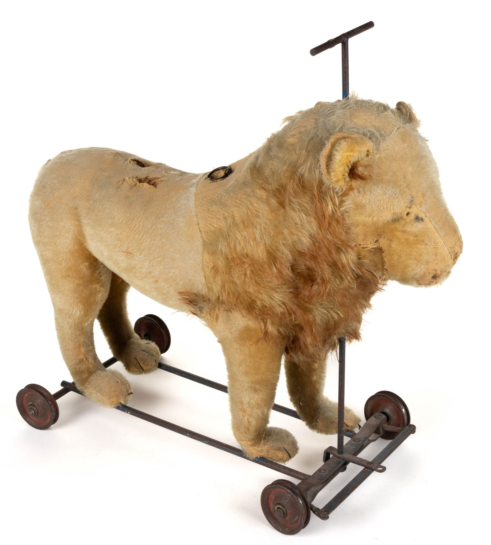 GERMAN STEIFF MOHAIR LION "LEO" ON WHEELS RIDING PULL TOY (1 of 5)