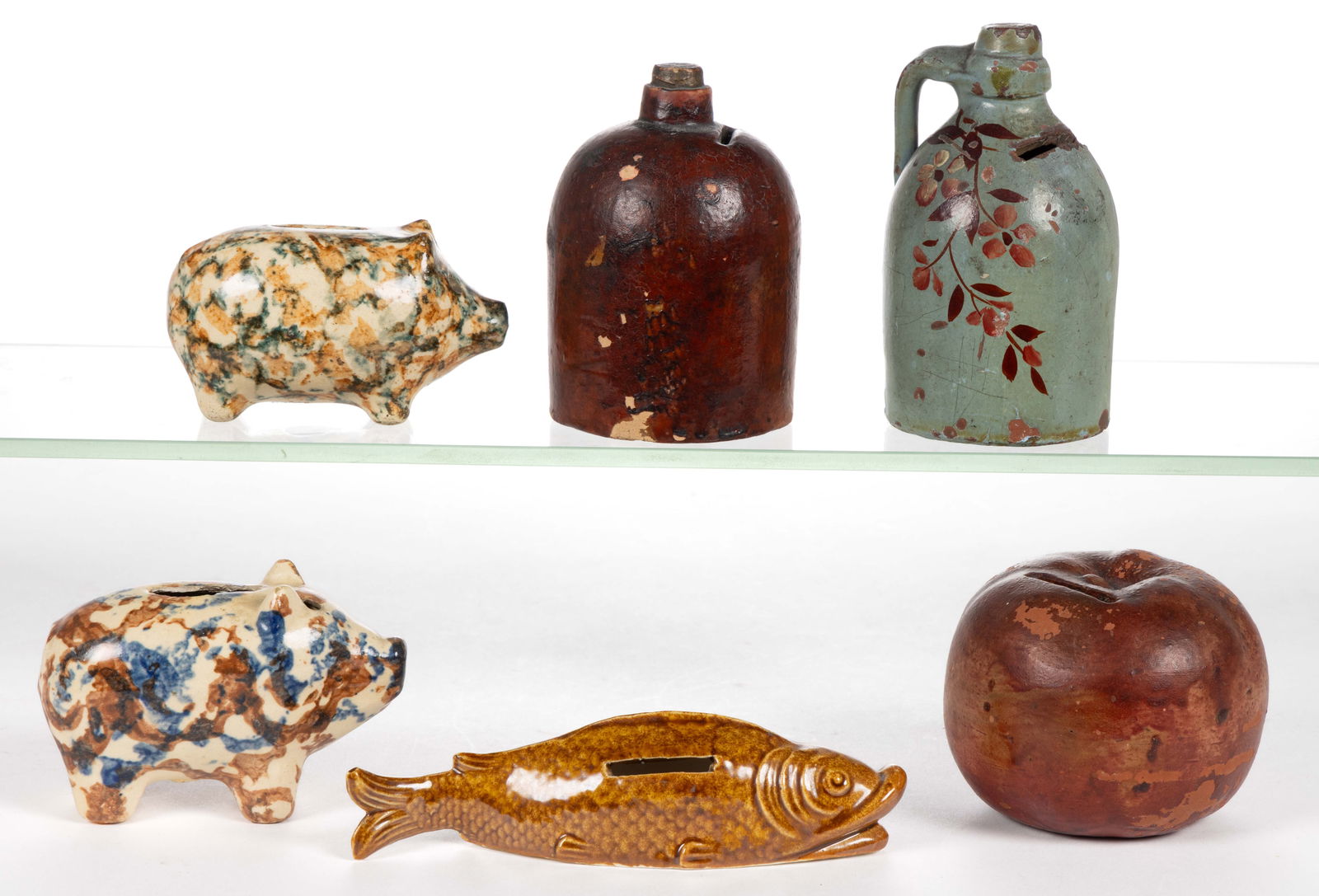 ASSORTED CERAMIC MONEY BANKS, LOT OF SIX (1 of 2)