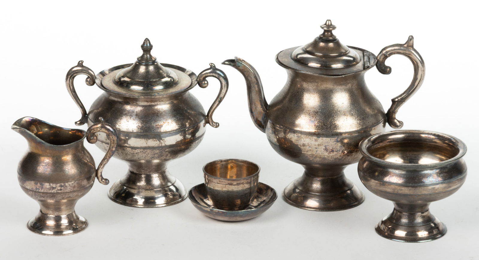 ANTIQUE SILVER-PLATE CHILDREN'S TEA SET IN ORIGINAL FITTED BOX (1 of 3)