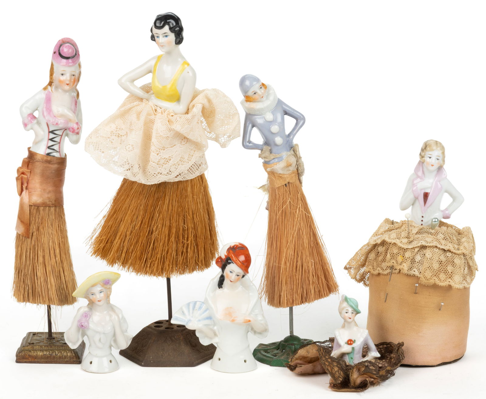 ASSORTED PORCELAIN LADY HALF DOLLS, LOT OF SEVEN (1 of 2)