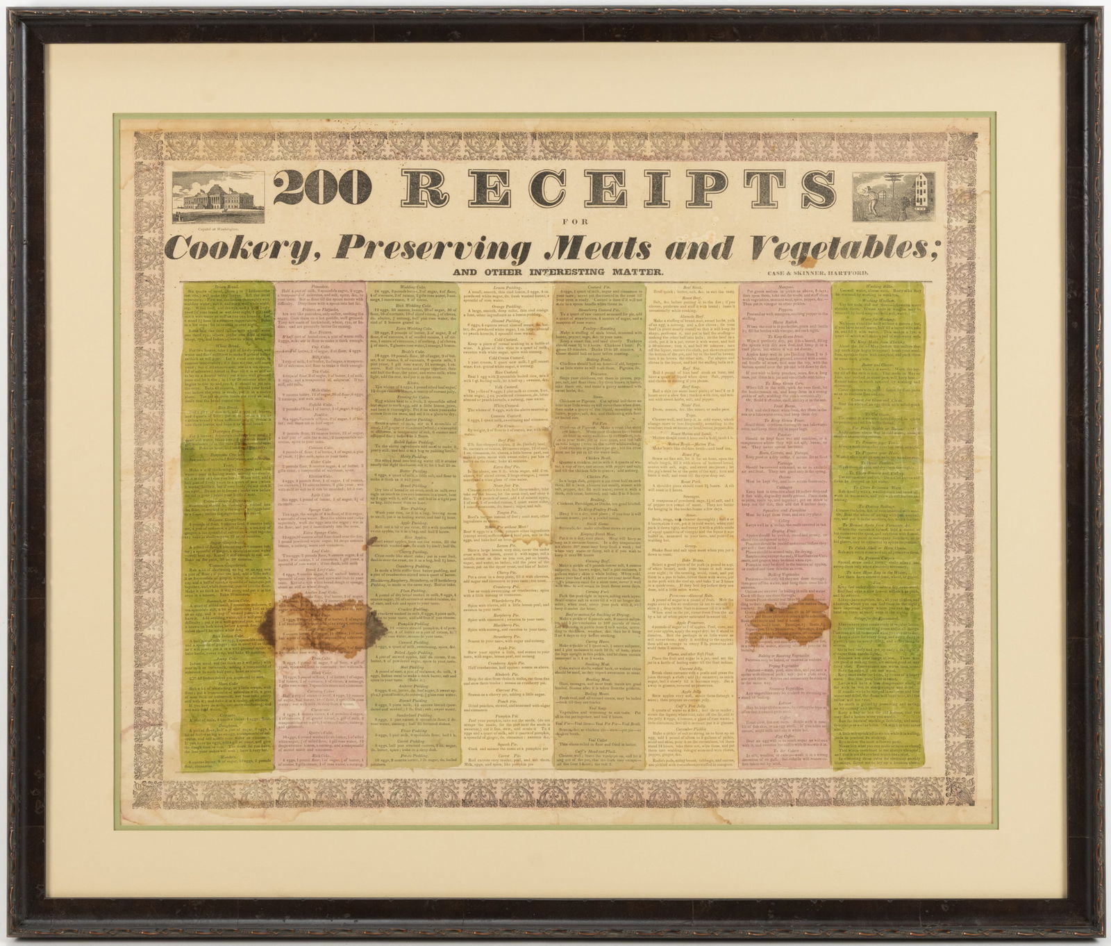 CONNECTICUT RECEIPT / RECIPE PRINTED BROADSIDE (1 of 4)