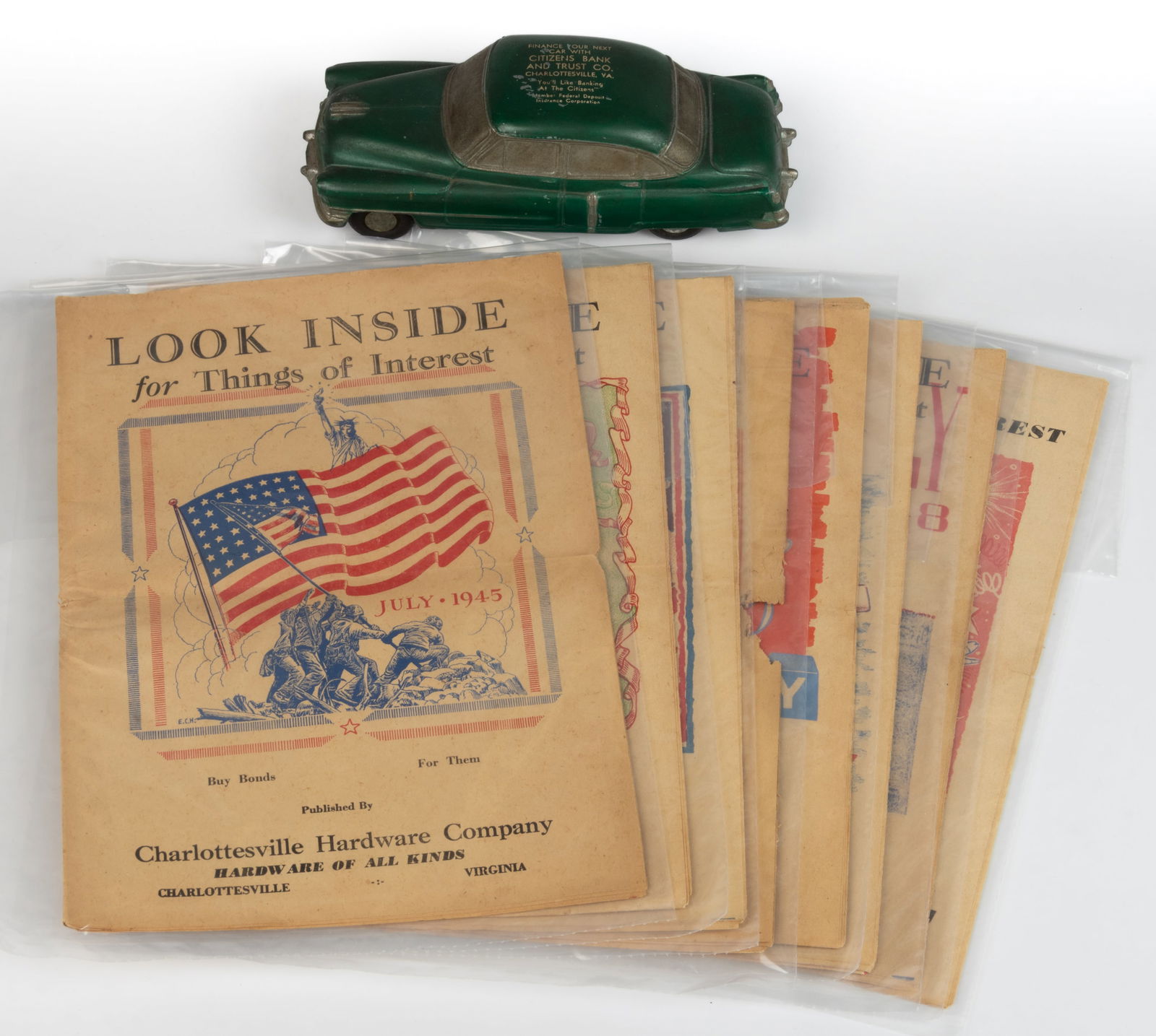 ASSORTED CHARLOTTESVILLE, VIRGINIA ADVERTISING ARTICLES AND EPHEMERA, LOT OF NINE (1 of 1)