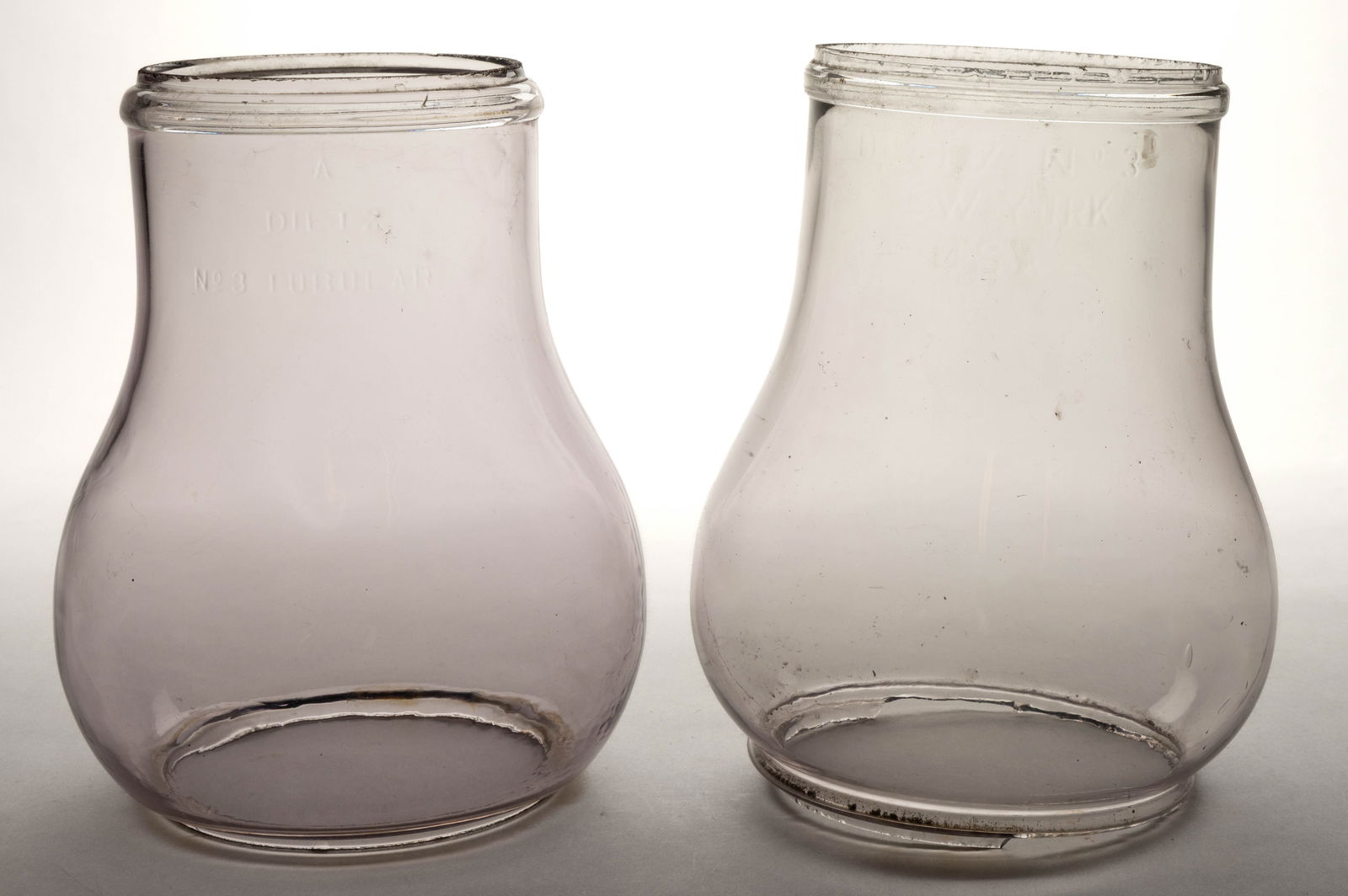 DIETZ NO. 3 STREET / RAILROAD TUBULAR LANTERN GLOBES, LOT OF TWO (1 of 1)