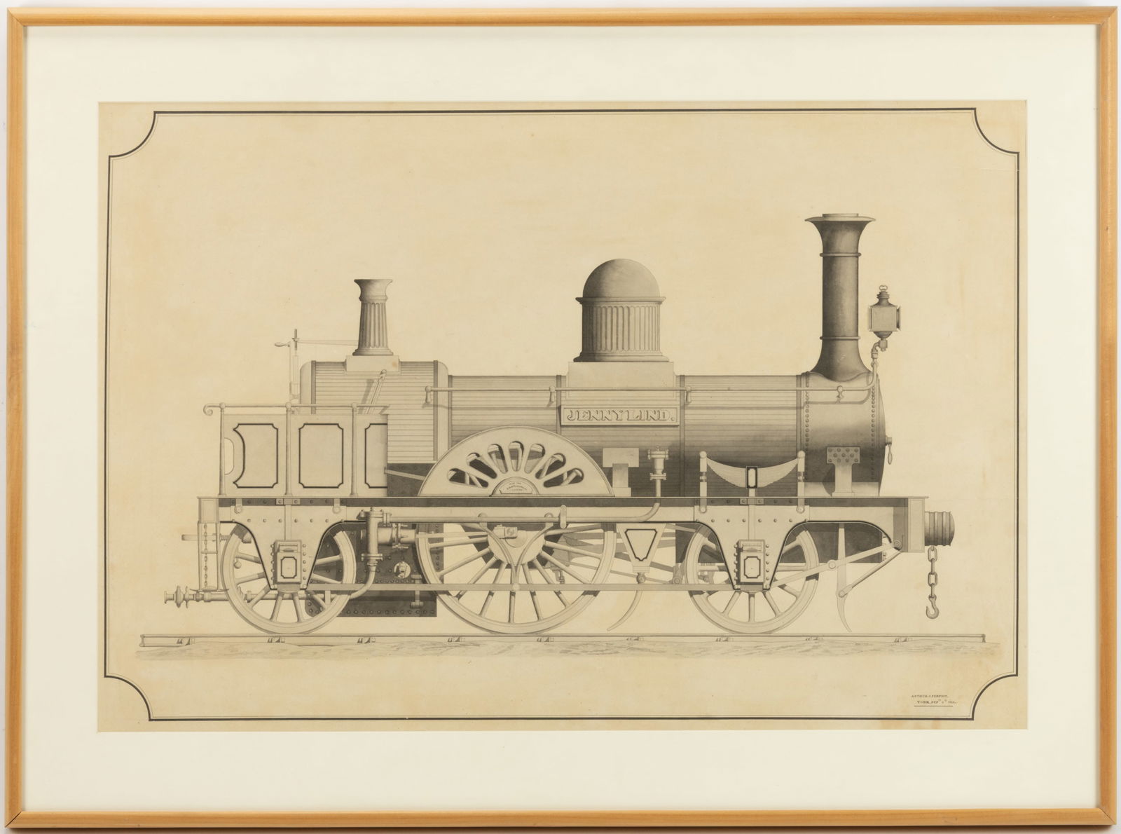 ARTHUR SANDYS PERFECT (BRITISH, 1833-1895) STEAM LOCOMOTIVE DRAWING (1 of 3)