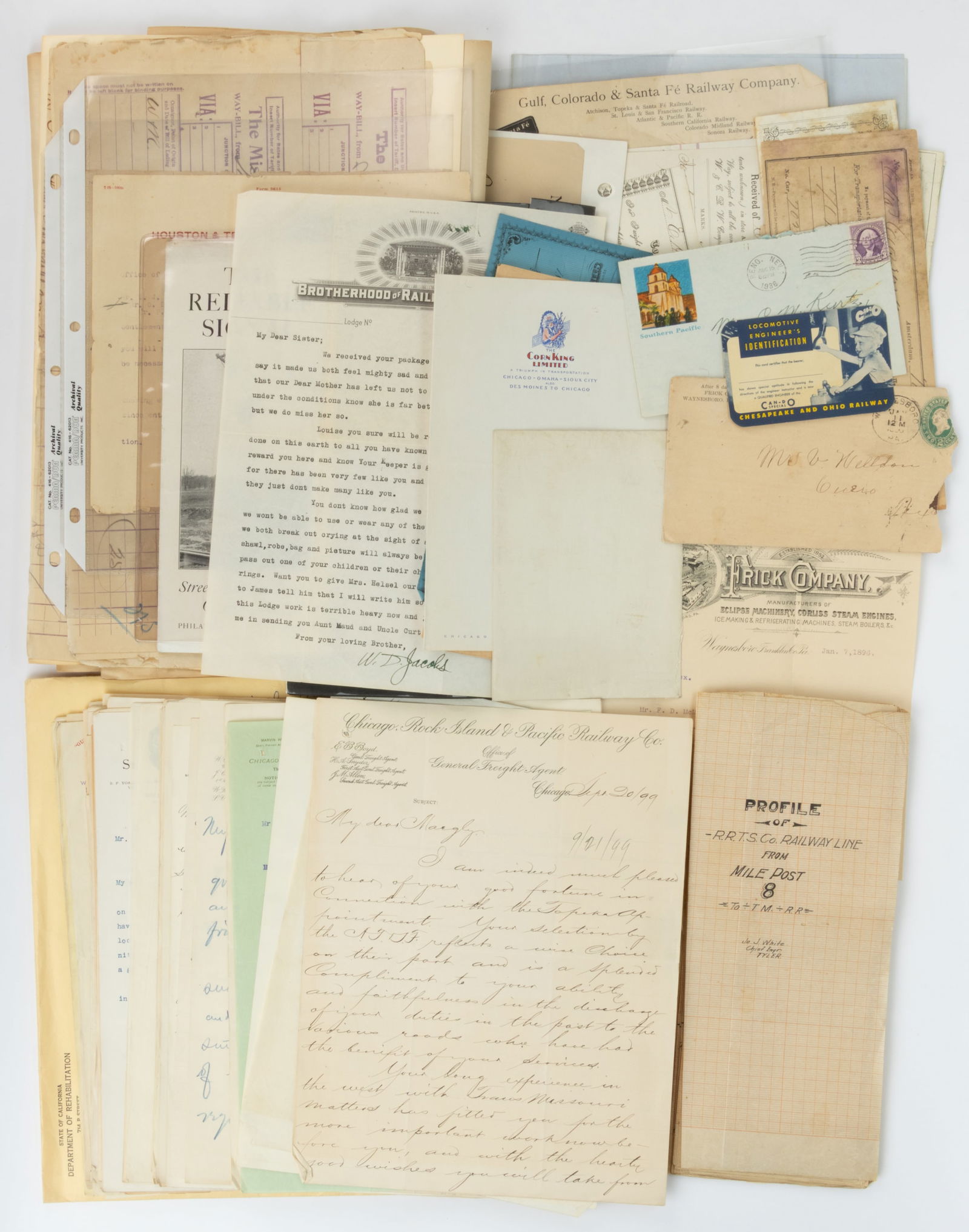 ASSORTED 19TH & 20TH CENTURY RAILROAD EPHEMERA / ARCHIVAL MATERIALS, UNCOUNTED LOT (1 of 1)