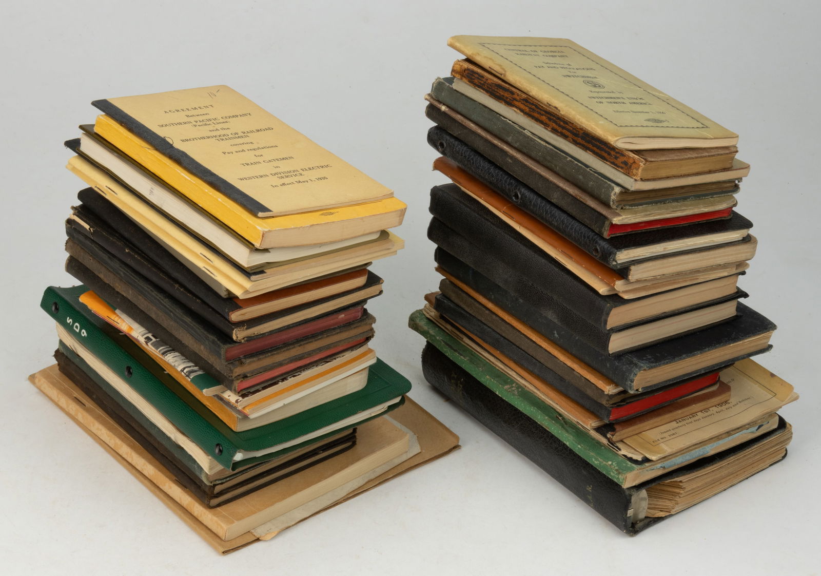 ASSORTED RAILROAD RULES AND EMPLOYEE MANUAL VOLUMES, LOT OF 48: ASSORTED RAILROAD RULES AND EMPLOYEE MANUAL VOLUMES, LOT OF 48, including (1) Southern Pacific Company Rules and Regulations, 1943; (2) St. Louis and San Francisco Railroad Company Rules, 1909; (3) Ce