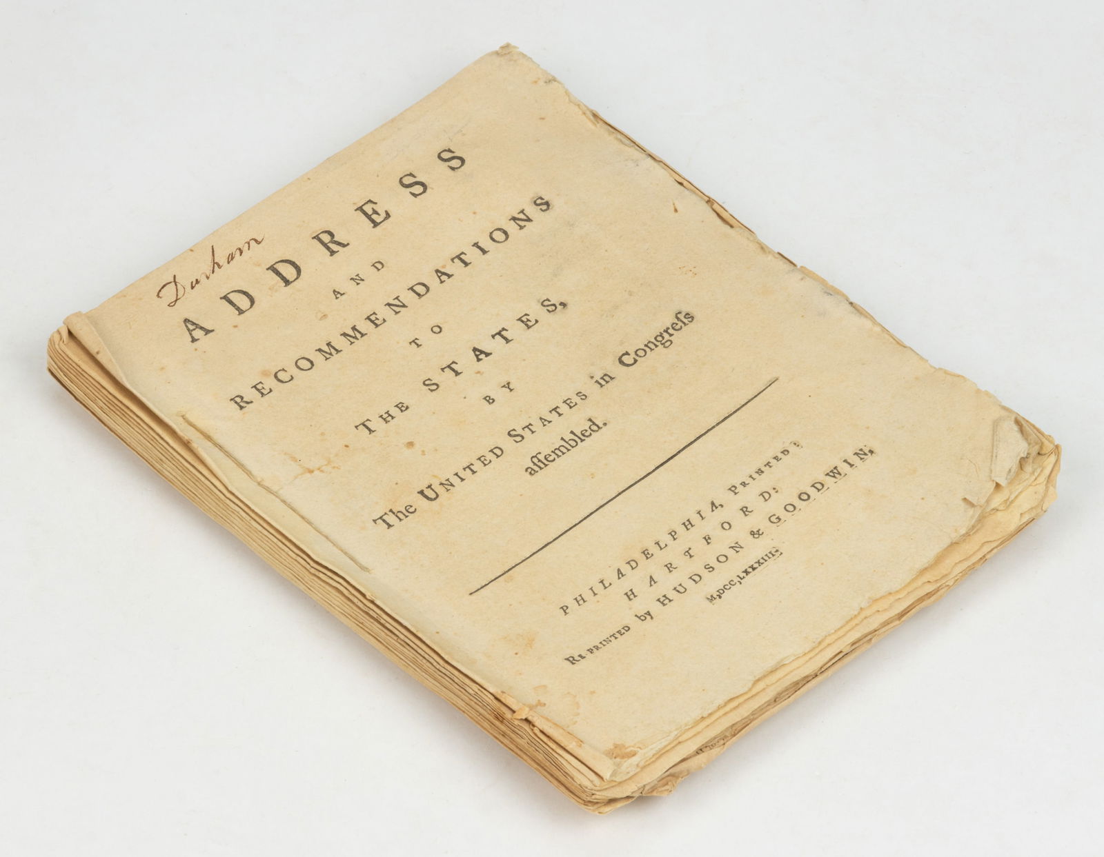 UNITED STATES CONTINENTAL CONGRESS / NEW NATION IMPRINT / PAMPHLET (1 of 1)