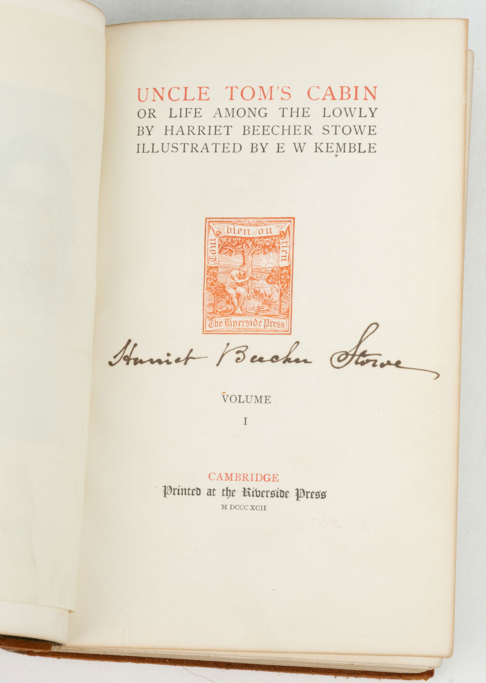 SIGNED UNCLE TOM'S CABIN TWO-VOLUME SET - 2