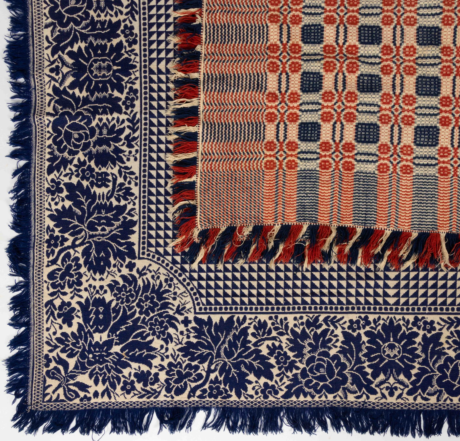 AMERICAN OVERSHOT AND JACQUARD COVERLETS, LOT OF TWO (1 of 11)