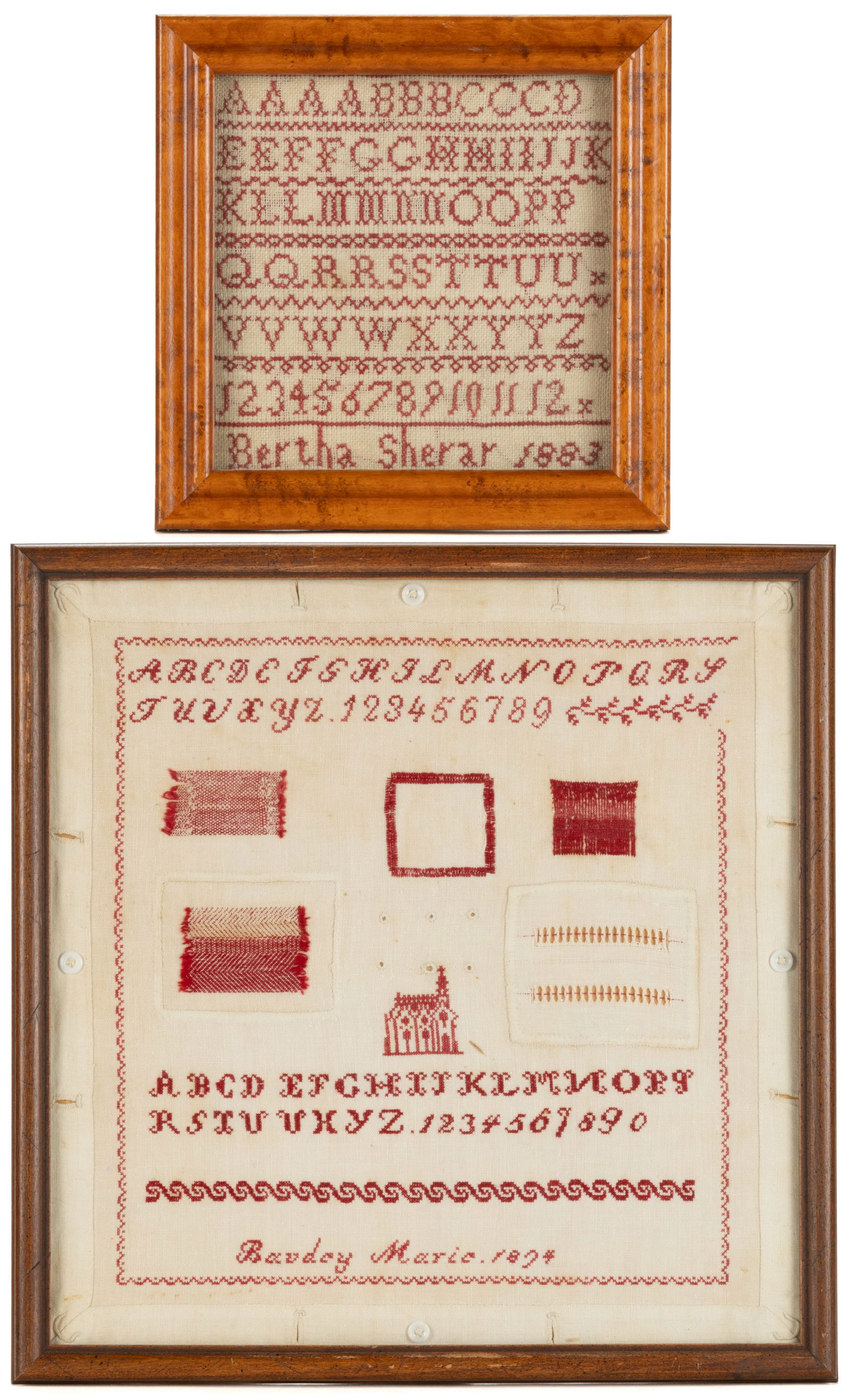 AMERICAN / EUROPEAN NEEDLEWORK SAMPLERS, LOT OF TWO (1 of 5)