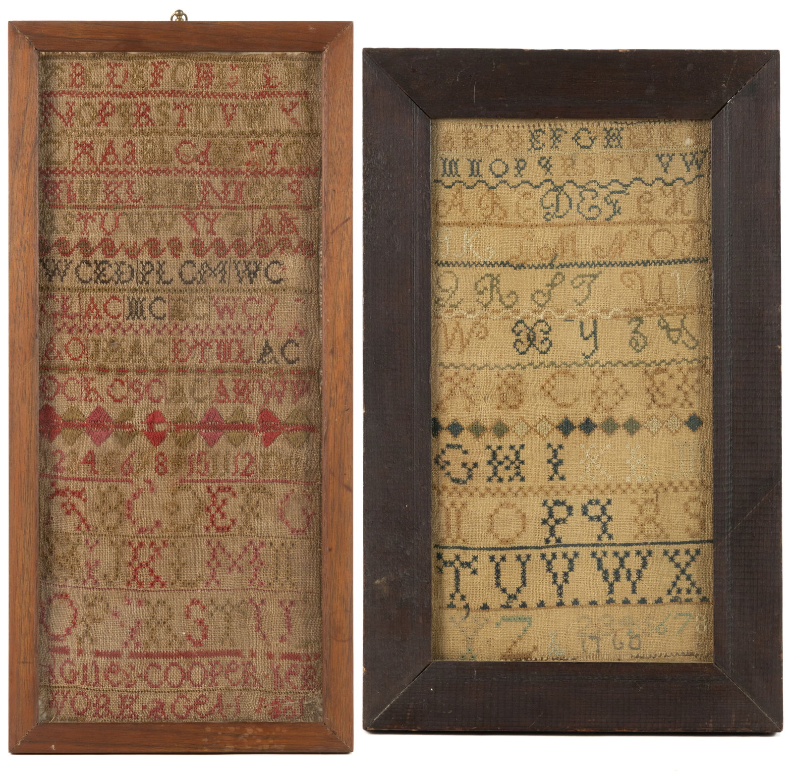 AMERICAN AND BRITISH / SCOTTISH NEEDLEWORK SAMPLERS, LOT OF TWO (1 of 5)