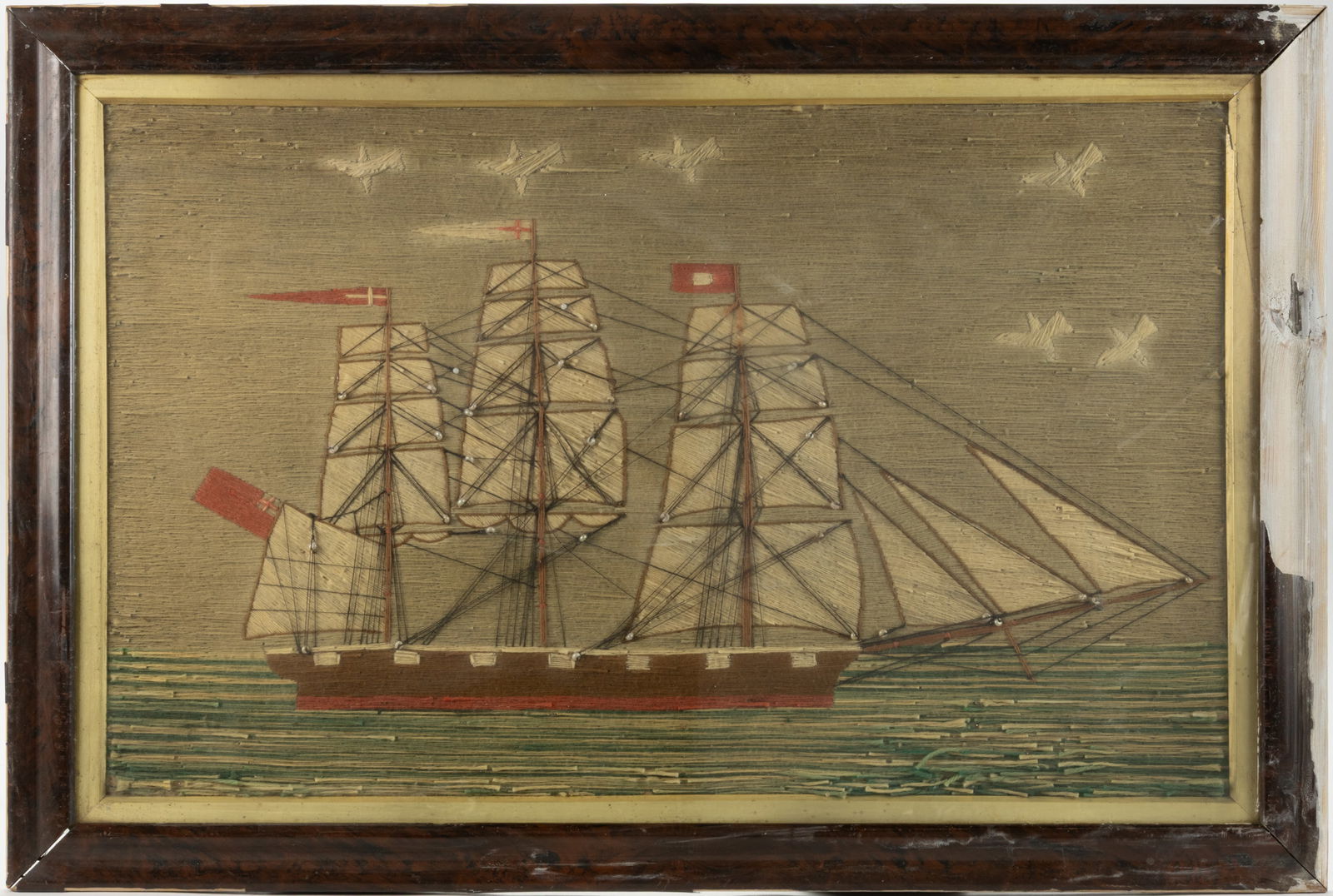 ENGLISH SAILOR'S "WOOLIE" NEEDLEWORK NAUTICAL PICTURE (1 of 3)