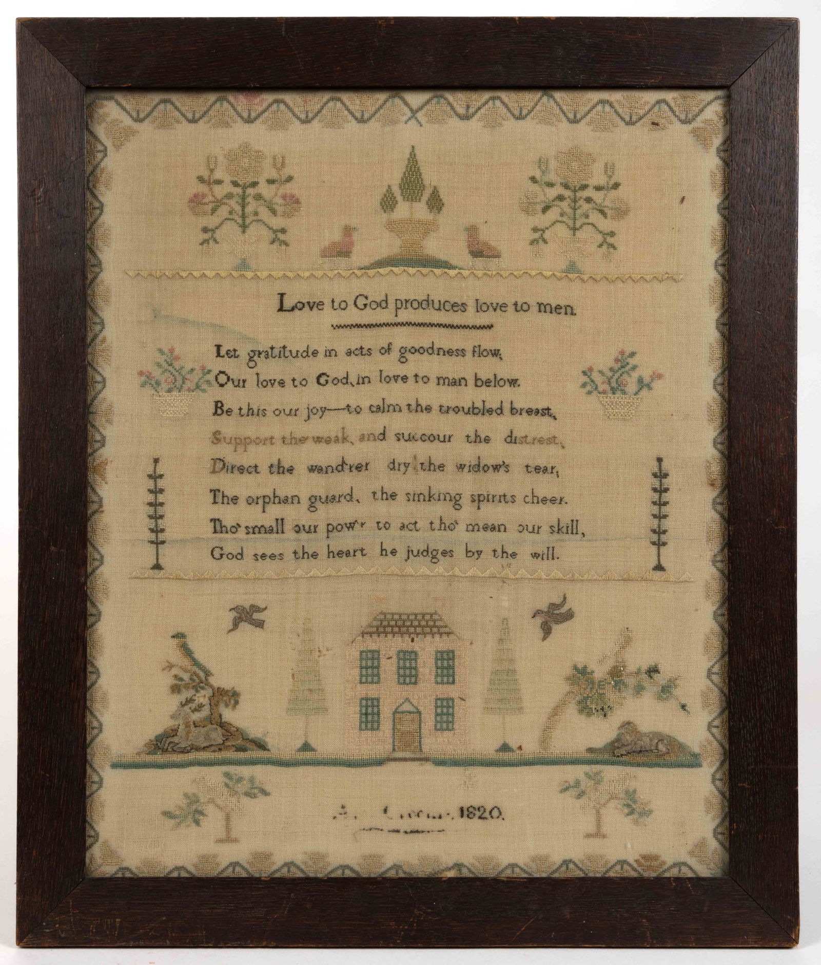 BRITISH PICTORIAL NEEDLEWORK SAMPLER (1 of 4)