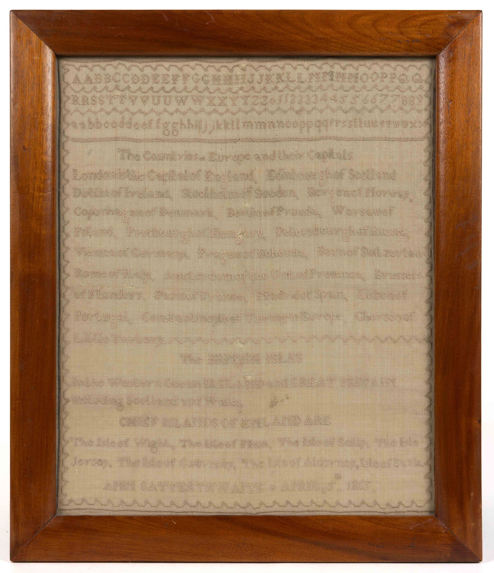 BRITISH "THE COUNTRIES OF EUROPE AND THEIR CAPITALS" NEEDLEWORK SAMPLER (1 of 3)